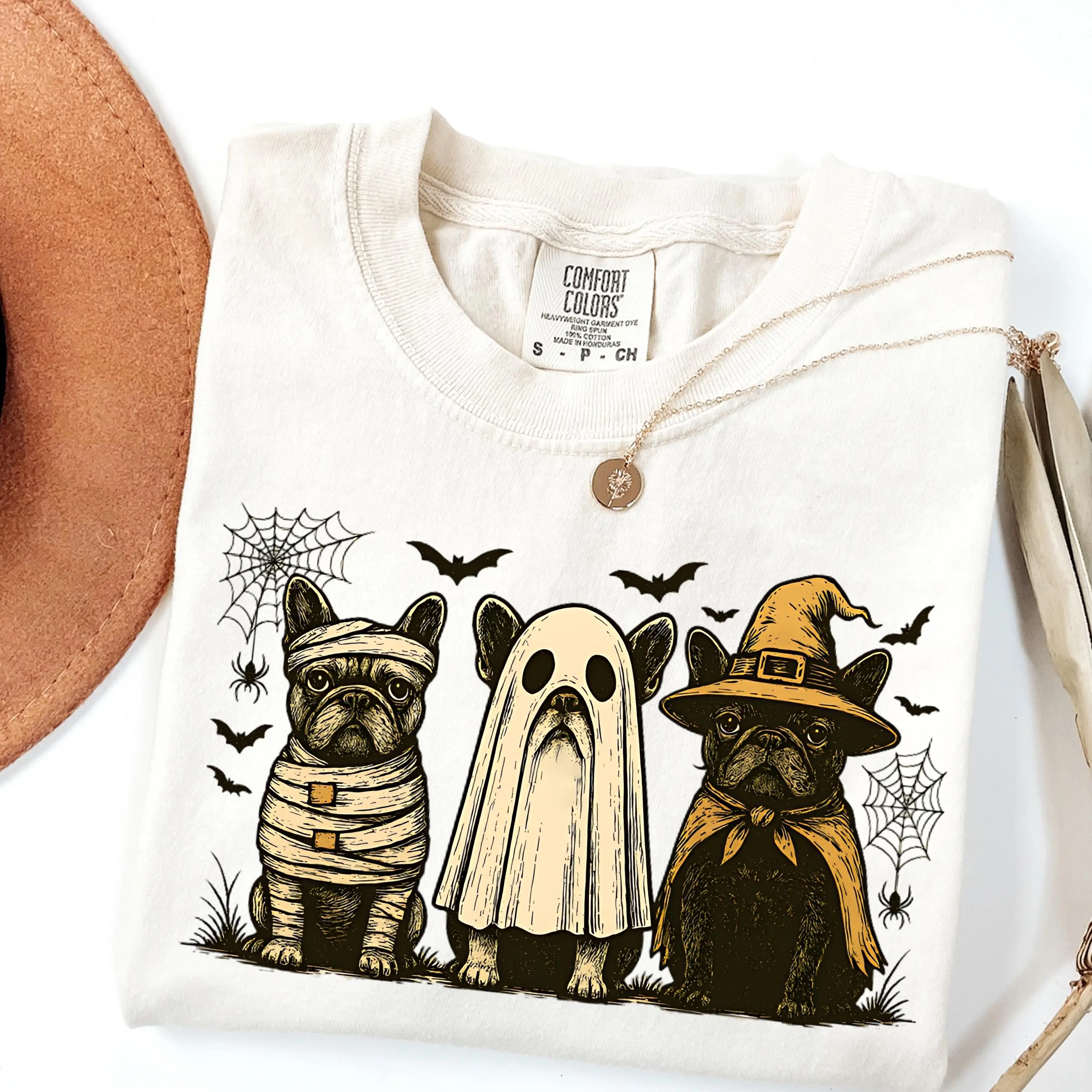 Comfort Colors Halloween French Bulldog Shirt, Funny Frenchie Skeleton Tee, Spooky Dog Graphic Top - photo 5
