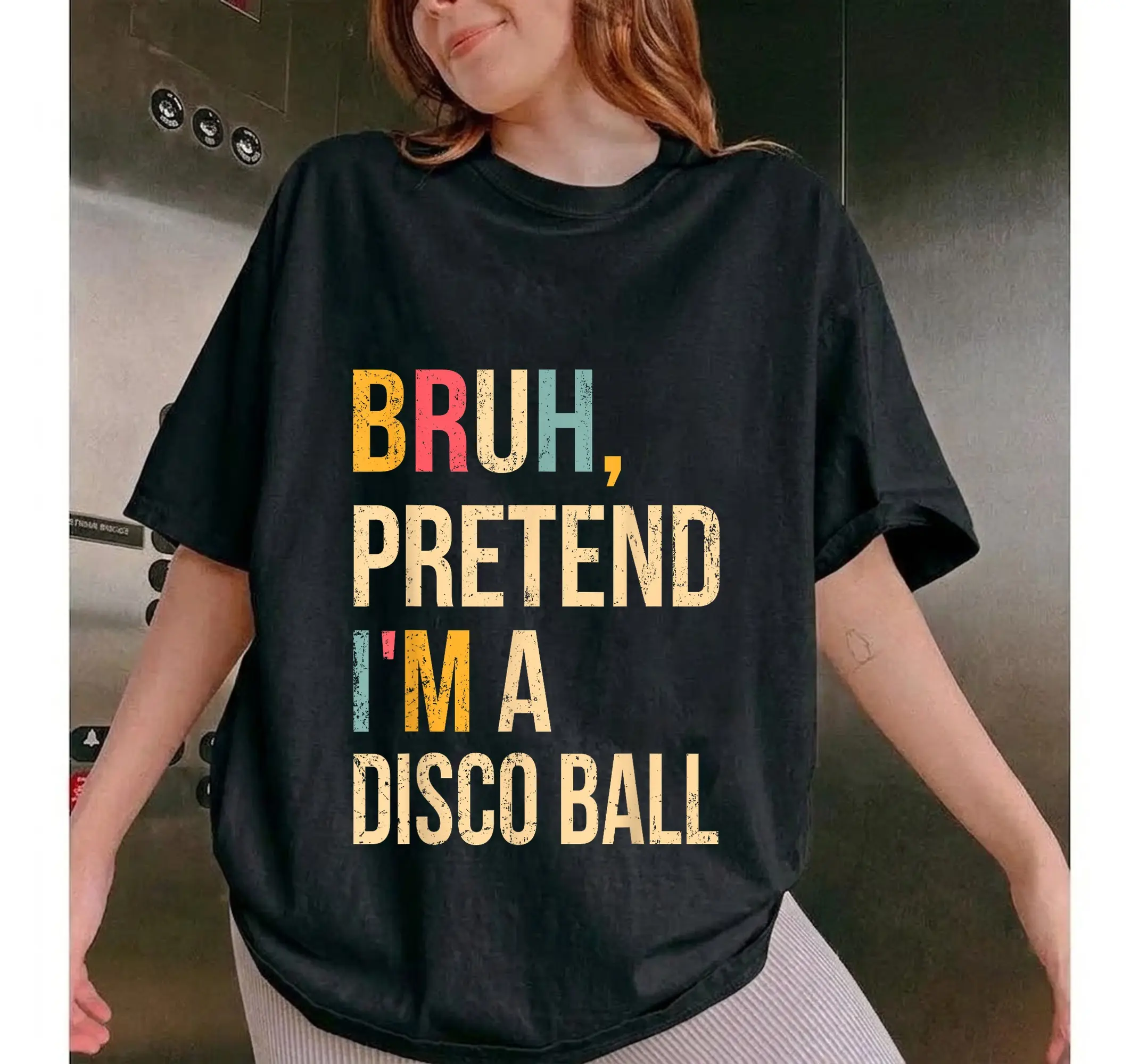 Halloween Lazy Costume T-Shirt, Funny Pretend I'm A Disco Ball Easy DIY Unisex Graphic Tee - photo 2