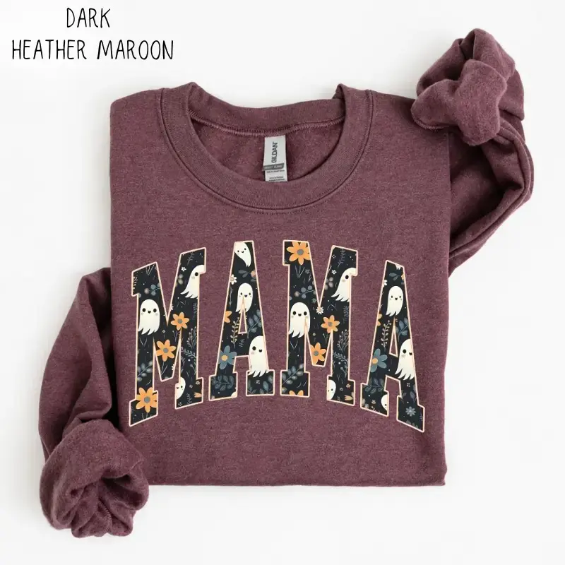Halloween Mama Shirt, Cute Ghost Boo Graphic Tee, Spooky Season Fall Top, Fun Autumn Gift For Her