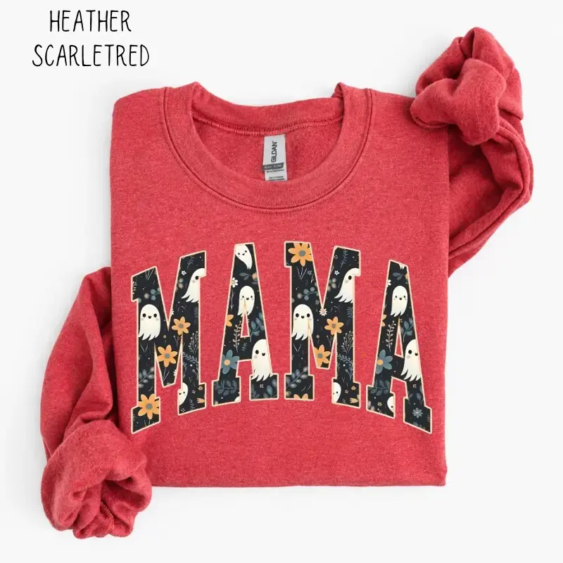 Halloween Mama Shirt, Cute Ghost Boo Graphic Tee, Spooky Season Fall Top, Fun Autumn Gift For Her - photo 5