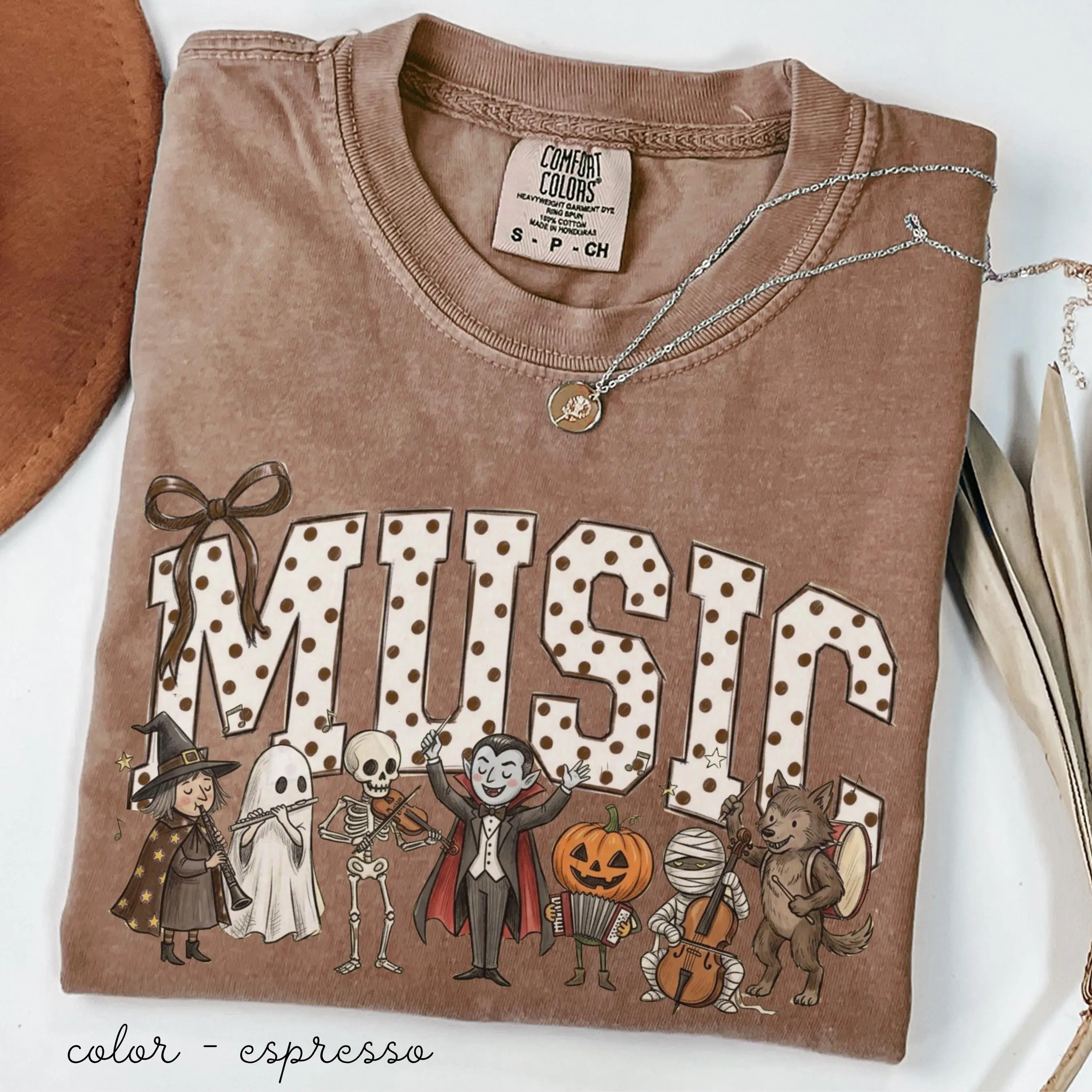 Comfort Colors Halloween Music Shirt, Spooky Musician Tee, Band Director Top, Choir Teacher Therapist Gift - photo 4