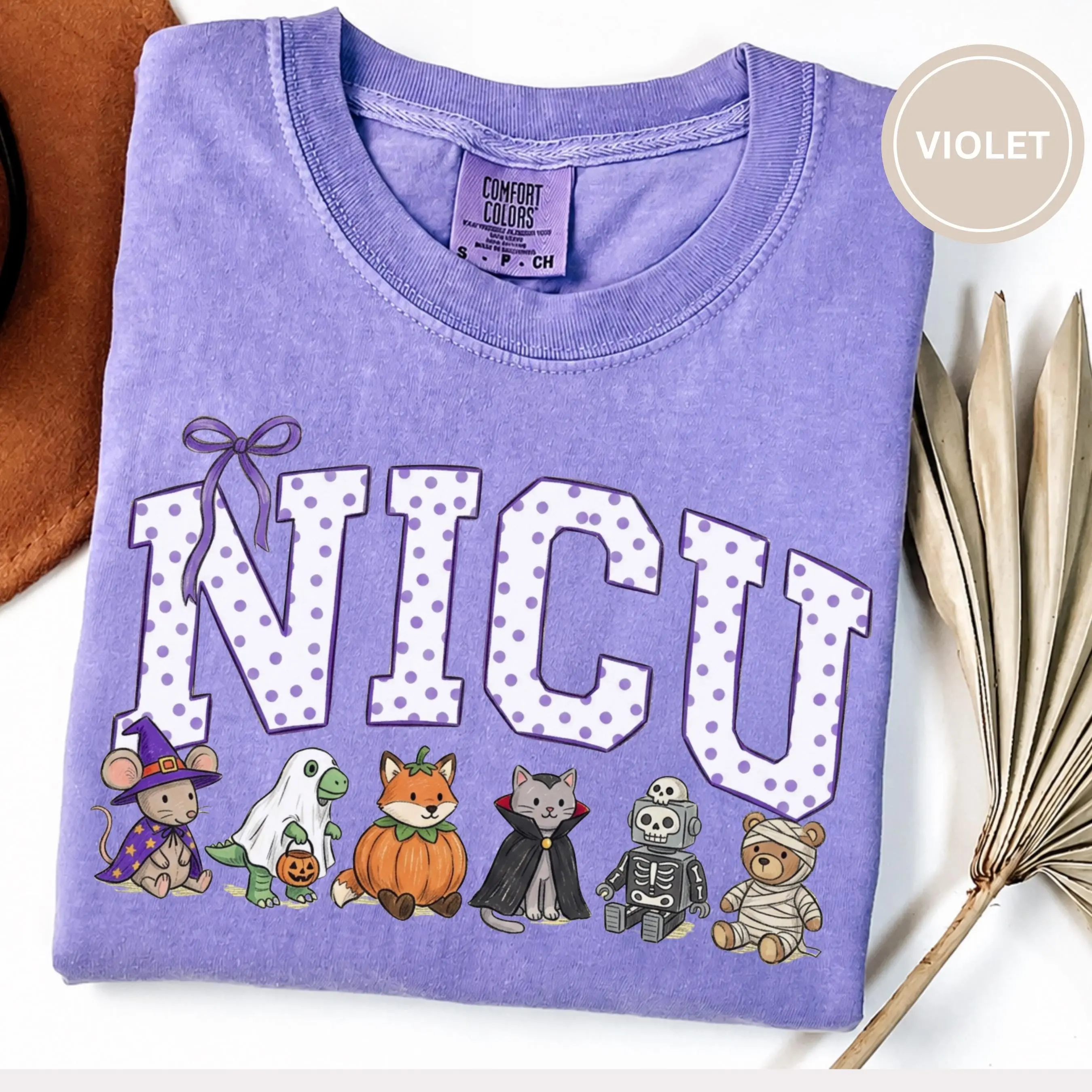 Comfort Colors Halloween NICU Nurse Shirt, Cute Neonatal Tee, Pediatric Nursing Spooky Season Gift Top