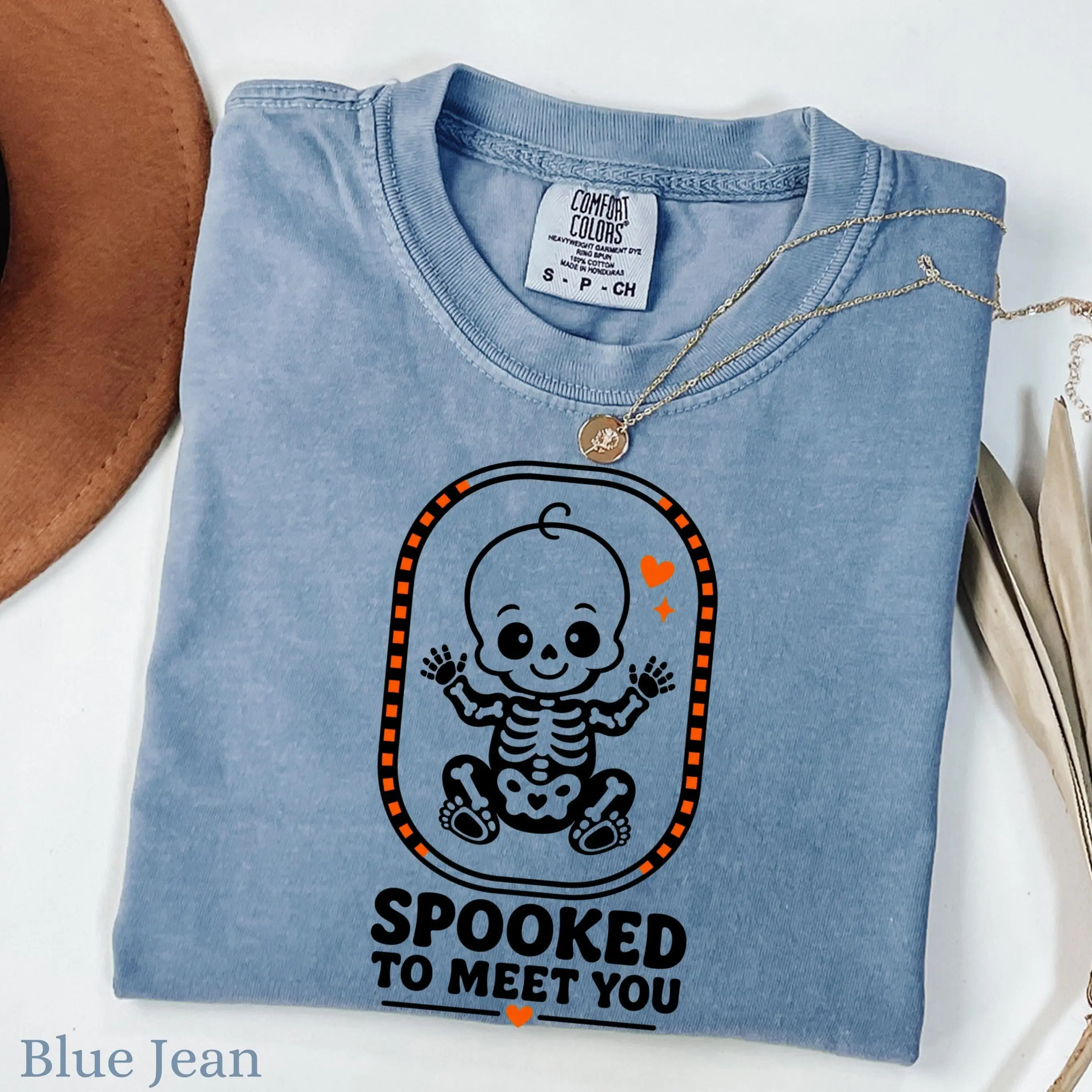 Comfort Colors Halloween Pregnancy Announcement Shirt, Skeleton Baby Reveal Tee, October Mama To Be Gift - photo 4