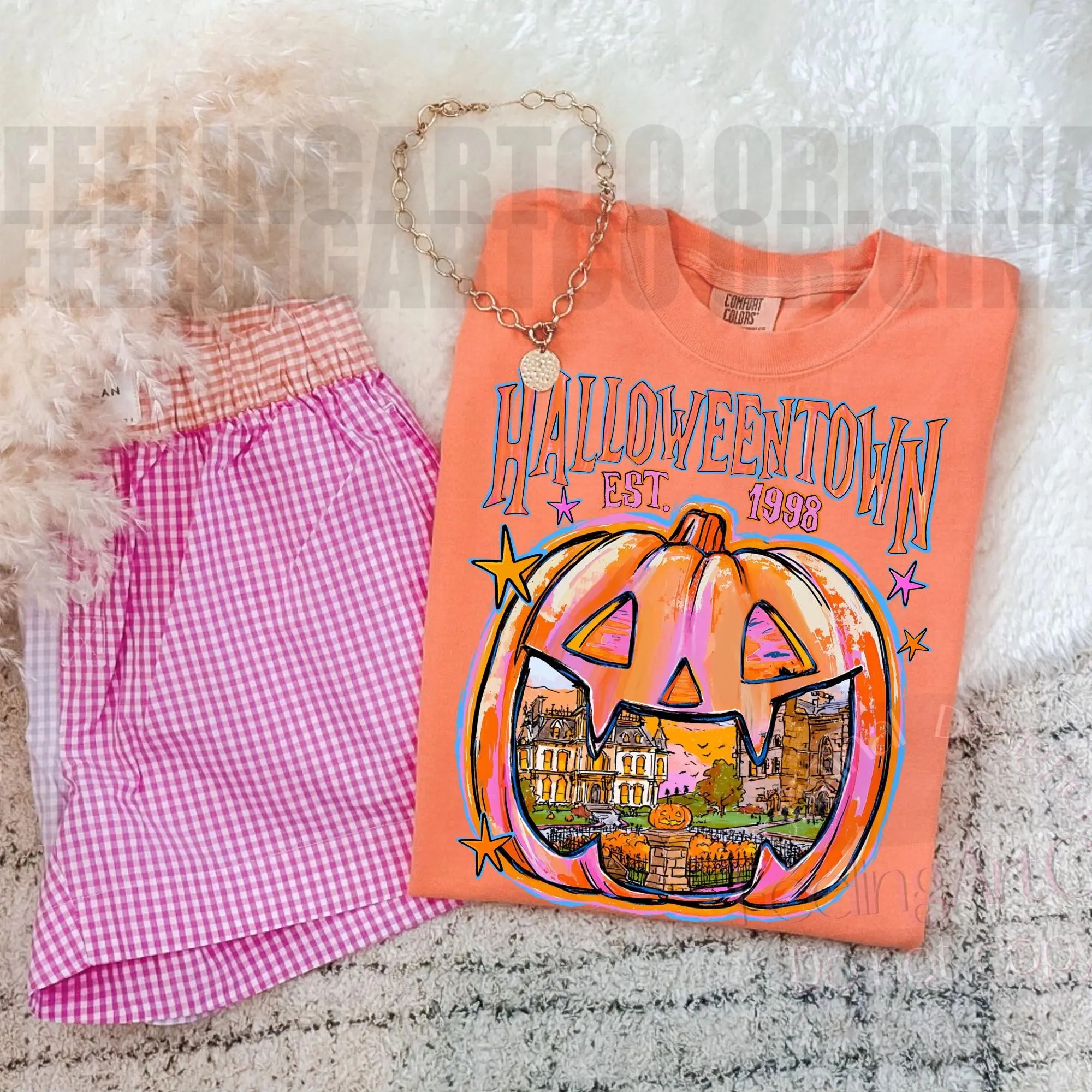 Halloween Pumpkin Comfort Colors Shirt, Retro Spooky Season Tee, Preppy Jack O Lantern Autumn Graphic Top - photo 5