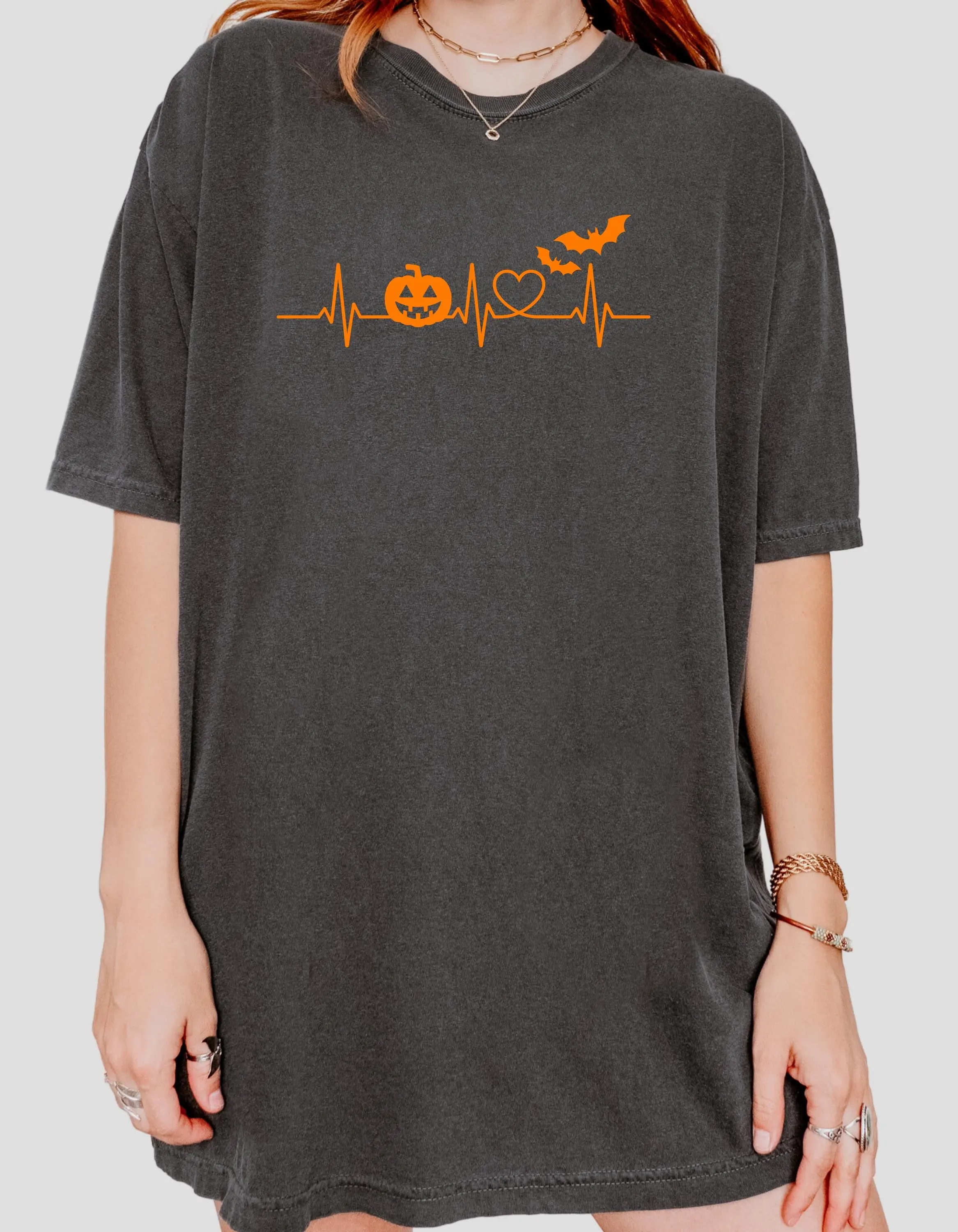 Halloween Pumpkin Heartbeat T-Shirt, Funny Fall Gift Tee - photo 3