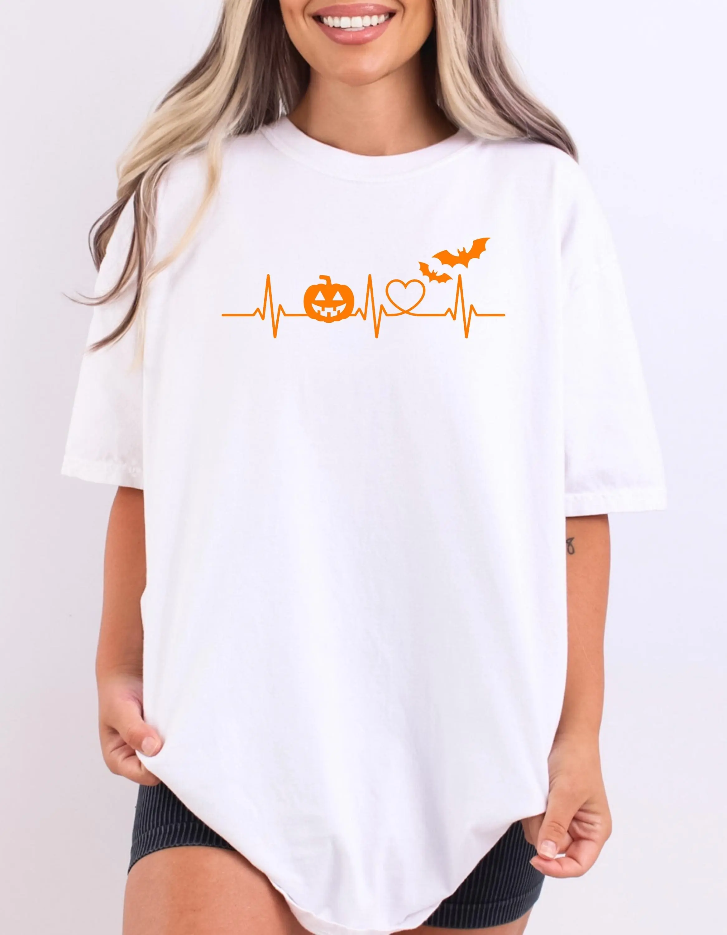Halloween Pumpkin Heartbeat T-Shirt, Funny Fall Gift Tee - photo 4