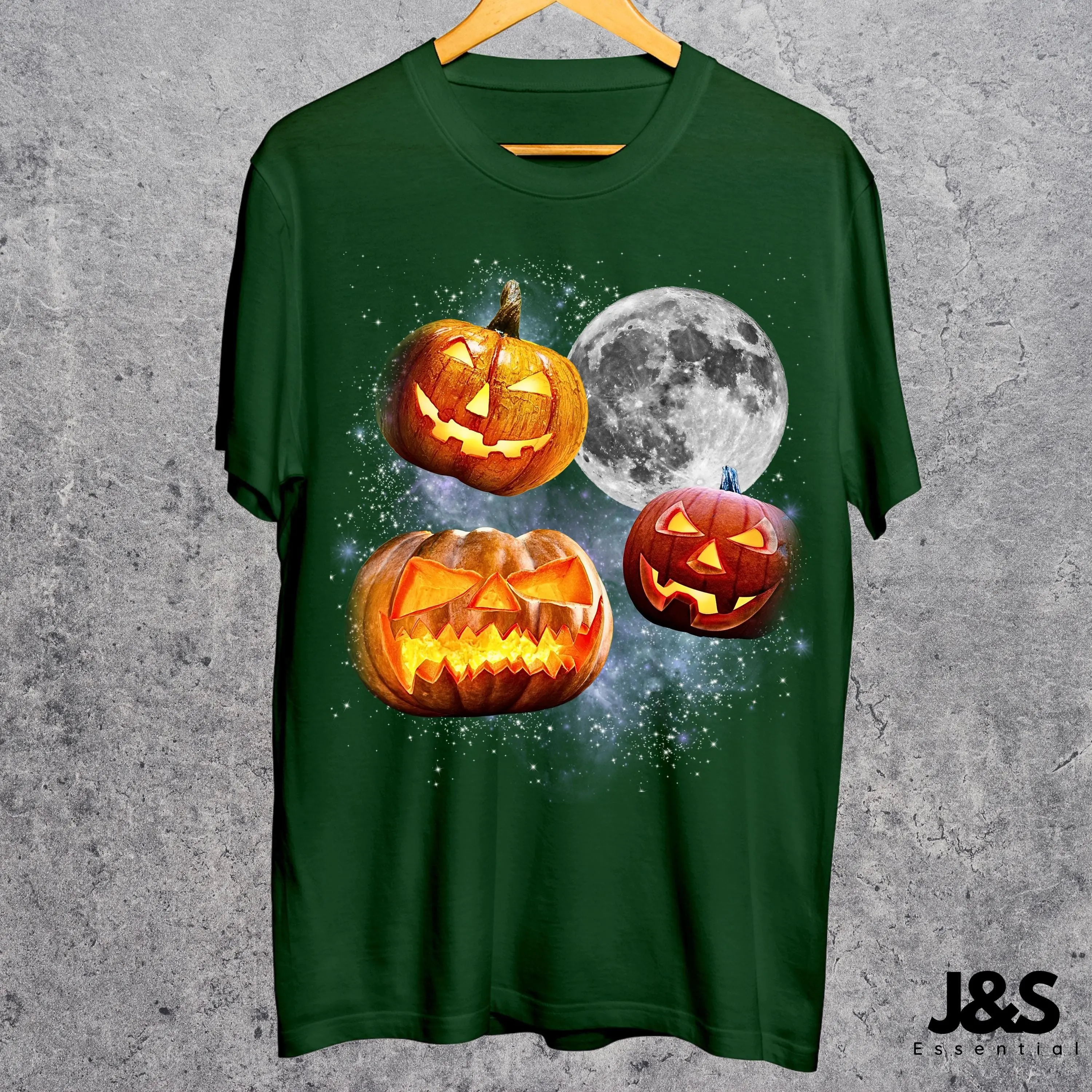 Halloween Pumpkin Retro Graphic T-Shirt, Vintage Moon Funny Oversized Washed Tee - photo 4