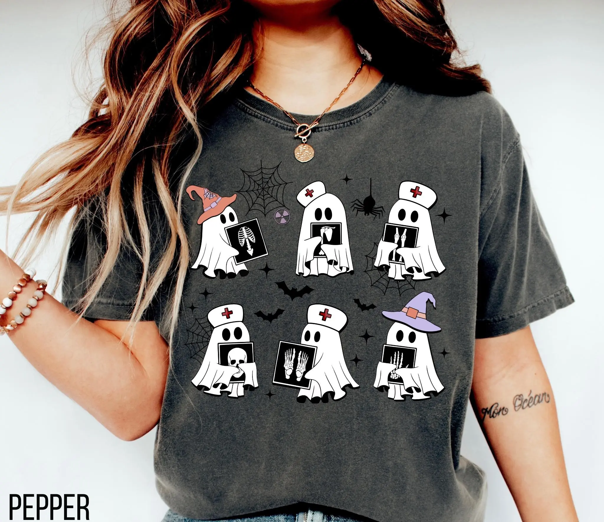 Comfort Colors Halloween Radiology Shirt, Spooky Rad Teach X-Ray Graphic Tee - photo 4