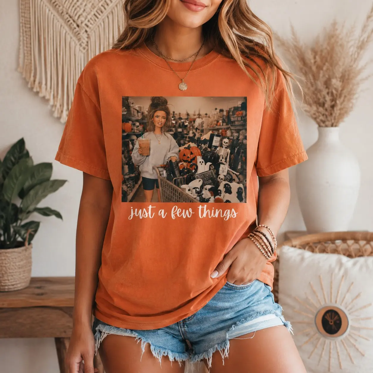 Halloween Shopping Shirt, Just A Few Things Graphic Tee, Spooky Season Comfort Colors T-Shirt - photo 2