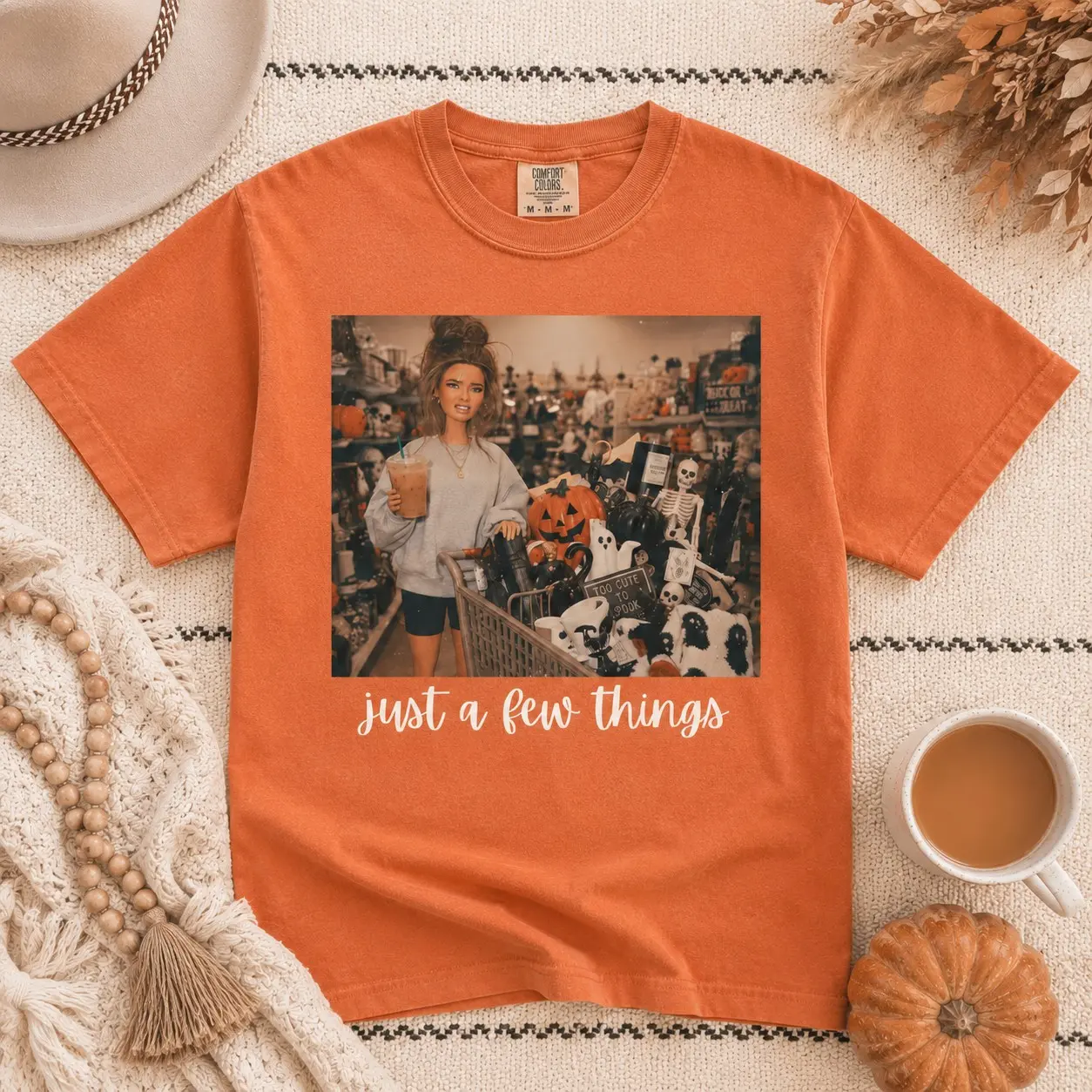 Halloween Shopping Shirt, Just A Few Things Graphic Tee, Spooky Season Comfort Colors T-Shirt - photo 3