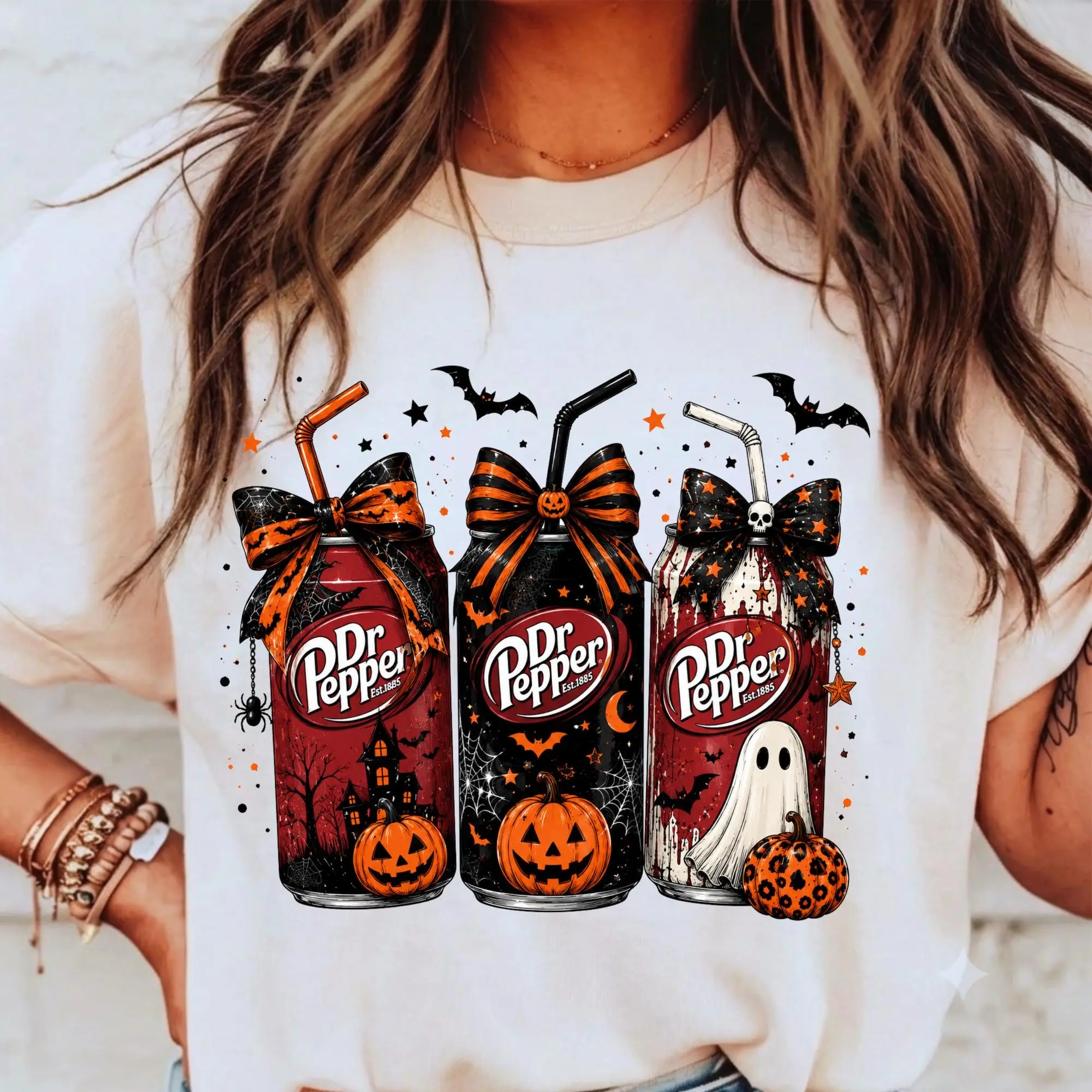 Halloween Soda Can Pullover Sweatshirt, Spooky Drink Pumpkin Graphic Cute Fall Season Crewneck - photo 4