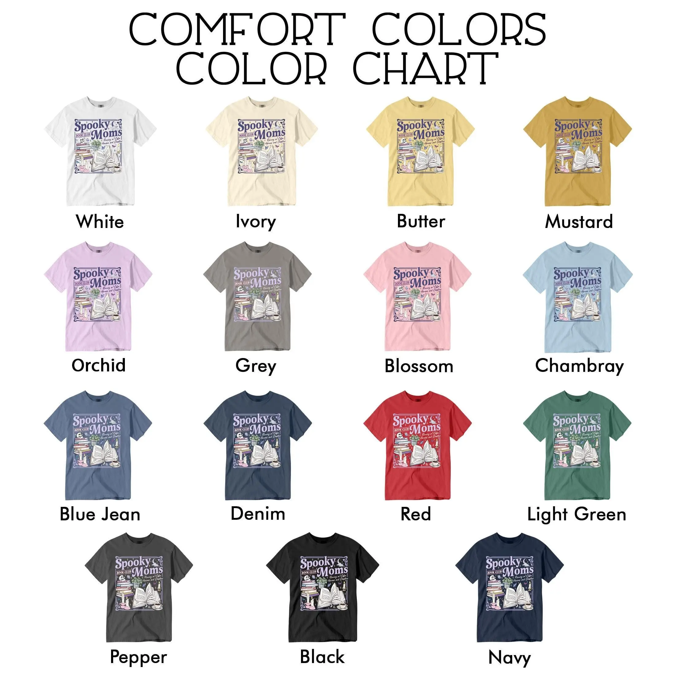 Halloween Spooky Moms Book Club Comfort Colors Shirt, Tired Mom Coffee Lover Fall Reader Bookish Tee Gift - photo 2