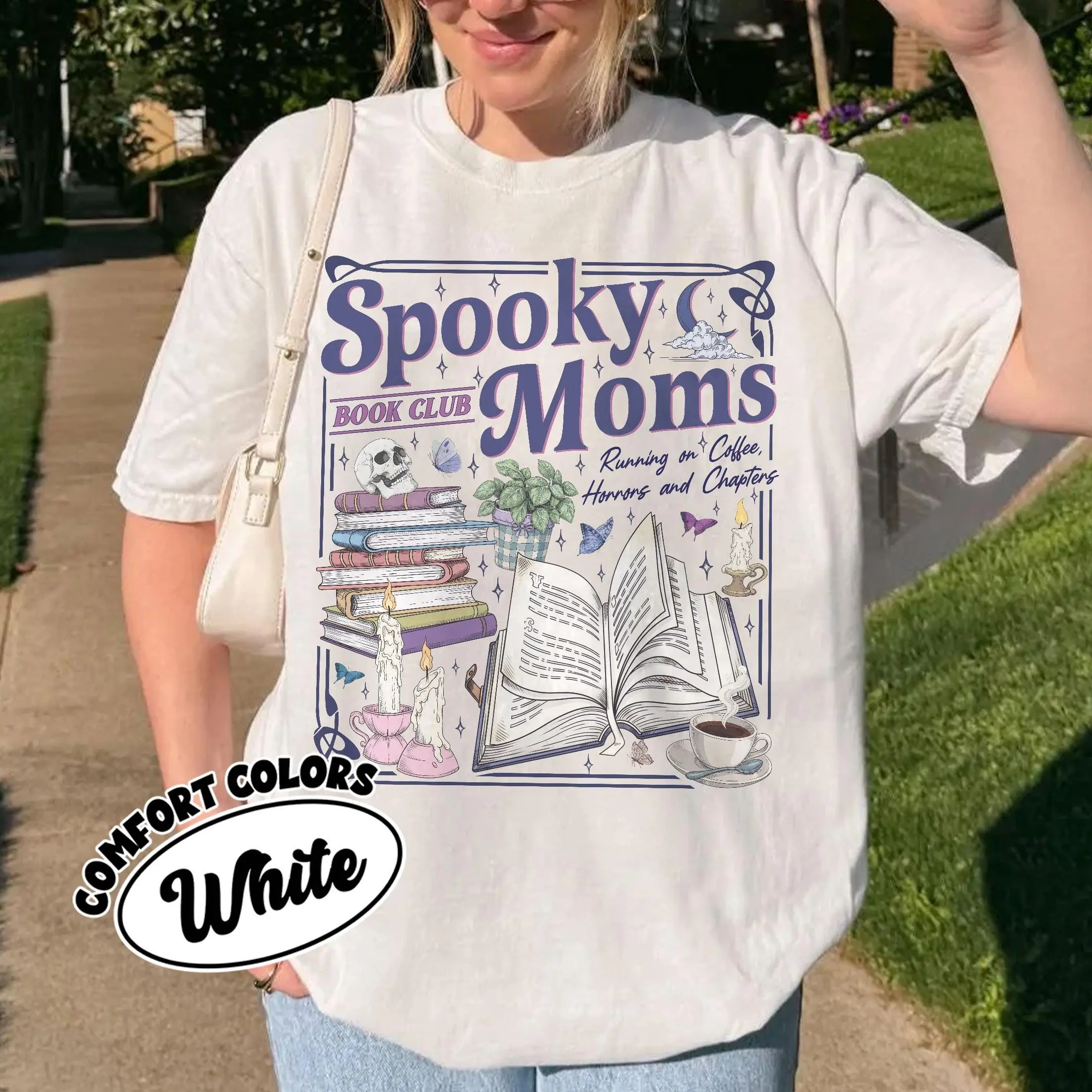 Halloween Spooky Moms Book Club Comfort Colors Shirt, Tired Mom Coffee Lover Fall Reader Bookish Tee Gift - photo 5