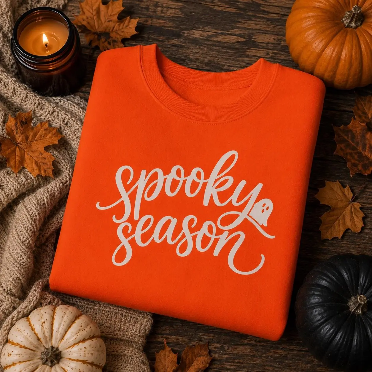 Halloween Spooky Season Sweatshirt with Ghost Crewneck Shirt - photo 3