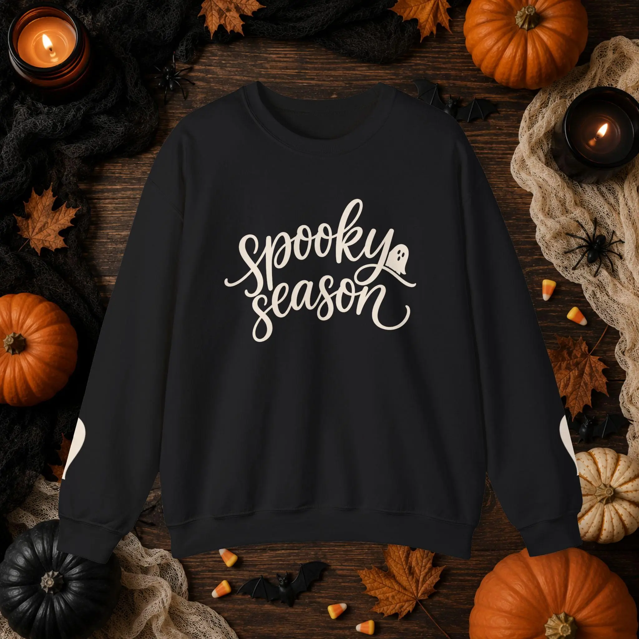 Halloween Spooky Season Sweatshirt with Ghost Crewneck Shirt - photo 5