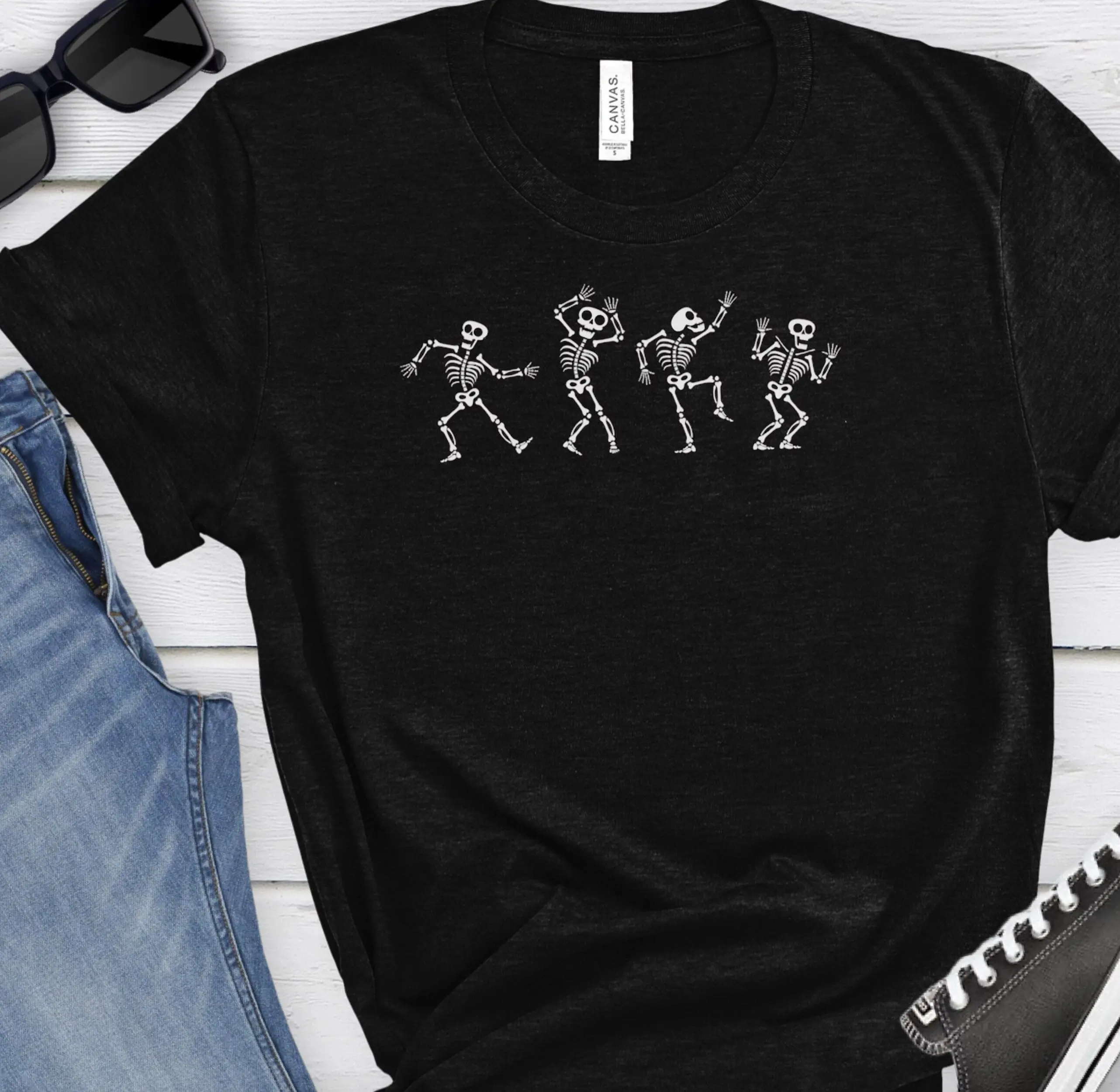 Retro Halloween Skeleton Shirt, Spooky Trick or Treat Graphic Tee for Men and Women