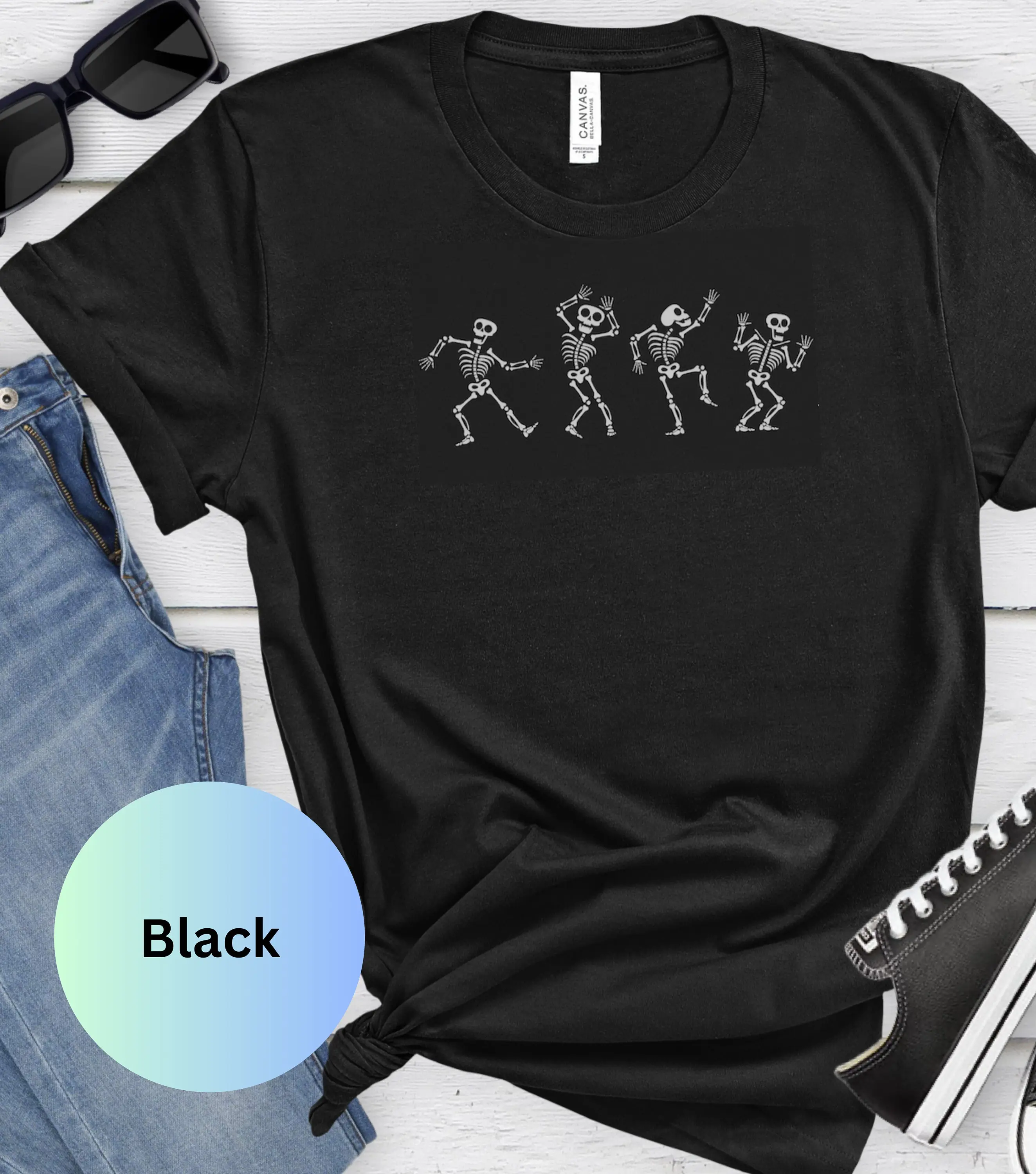 Retro Halloween Skeleton Shirt, Spooky Trick or Treat Graphic Tee for Men and Women - photo 2
