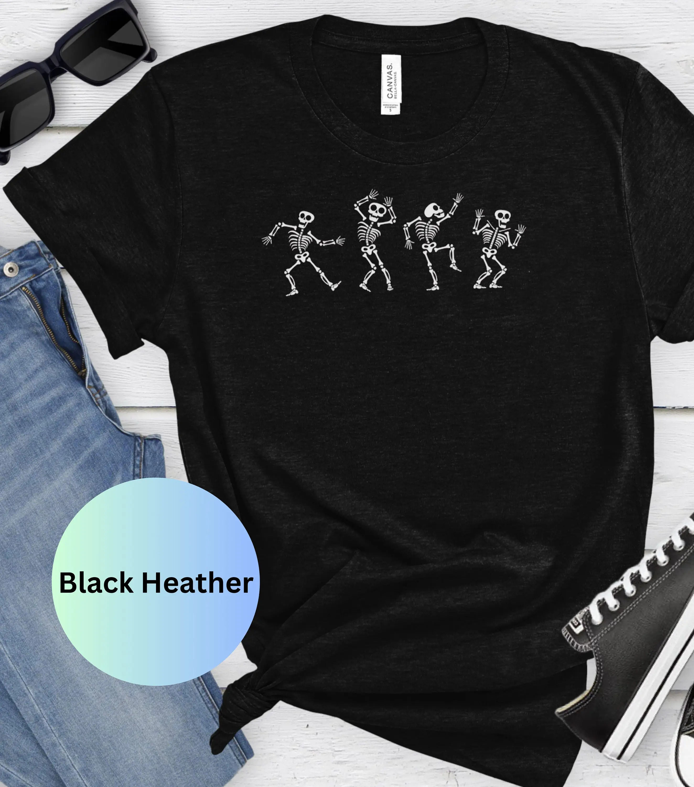 Retro Halloween Skeleton Shirt, Spooky Trick or Treat Graphic Tee for Men and Women - photo 3