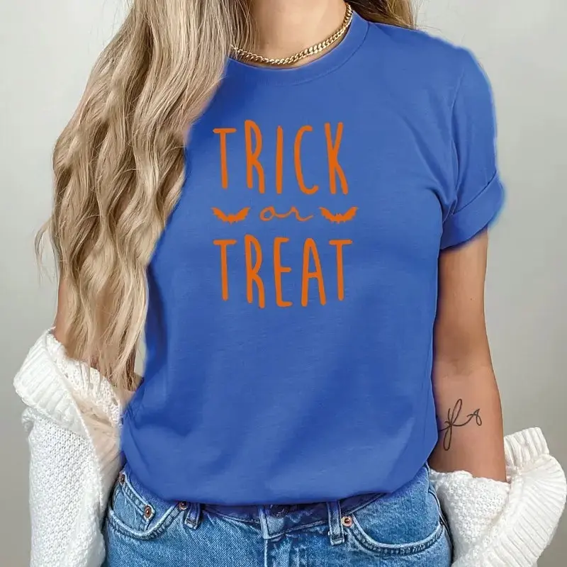 Trick or Treat Halloween T-Shirt for Women, Funny Pumpkin Costume Fall Graphic Tee Gift for Friends - photo 3