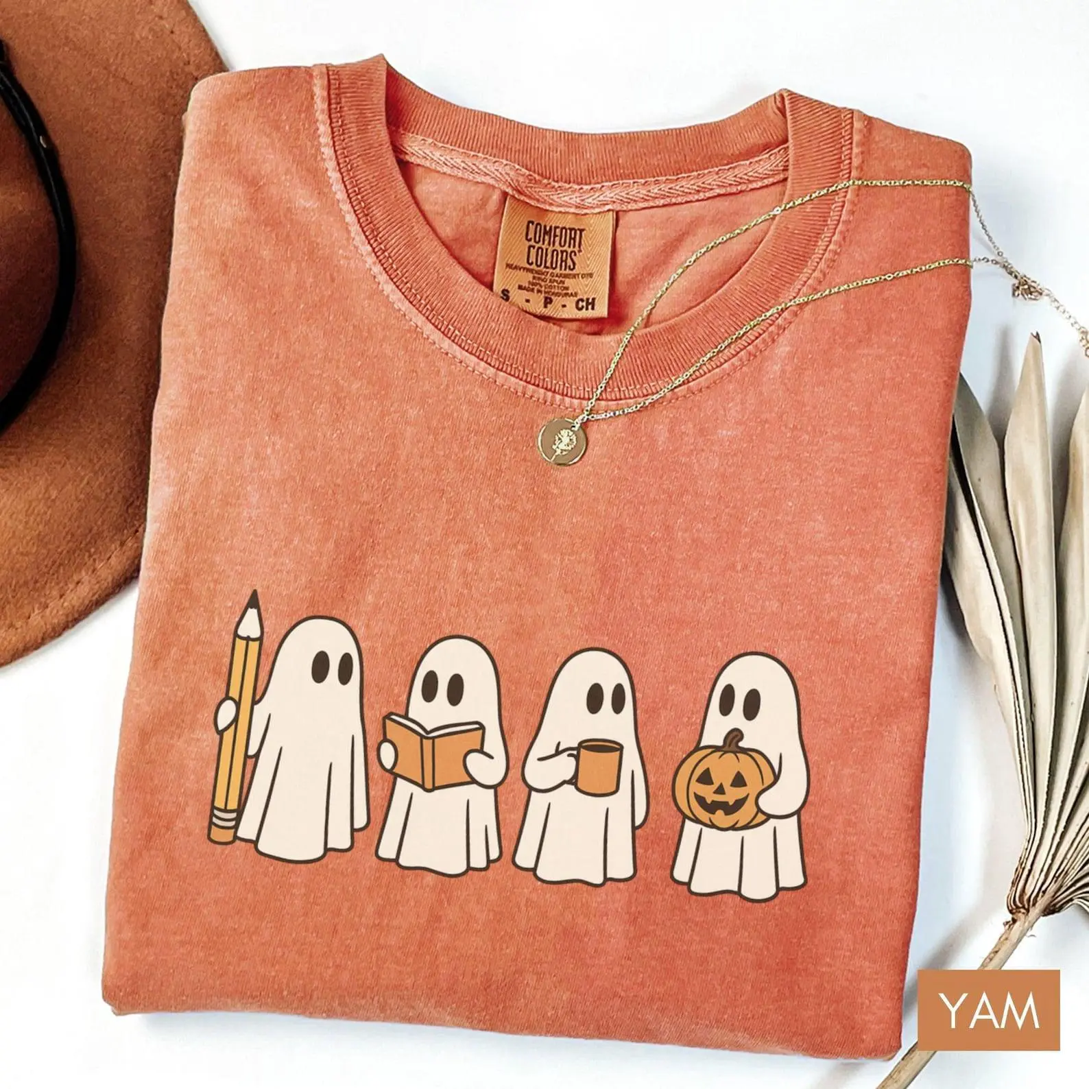 Halloween Teacher Shirt Comfort Colors, Spooky Ghost Graphic Tee, Fall Autumn Gift for Teachers