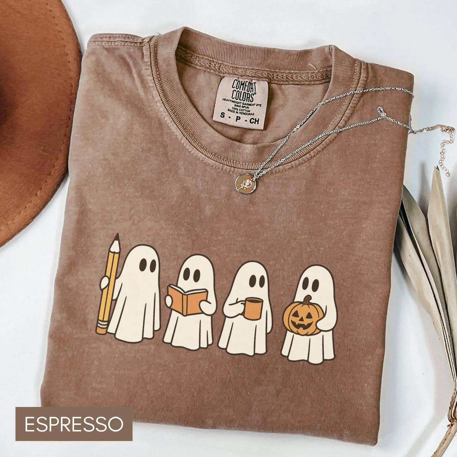 Halloween Teacher Shirt Comfort Colors, Spooky Ghost Graphic Tee, Fall Autumn Gift for Teachers - photo 2
