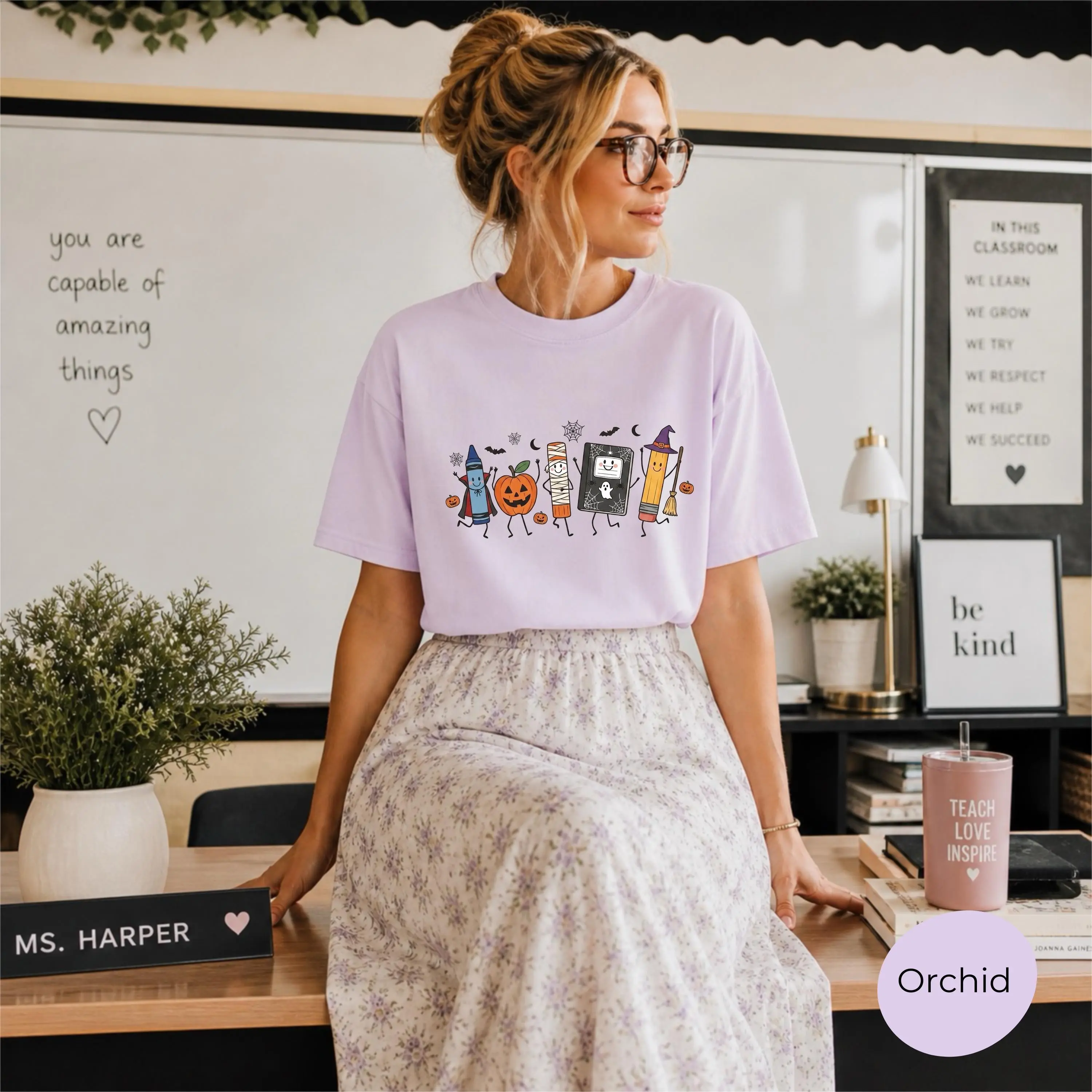 Halloween Teacher Shirt, Comfort Colors Funny Life Tee, Spooky Back To School Preschool Supplies Gift Top - photo 4