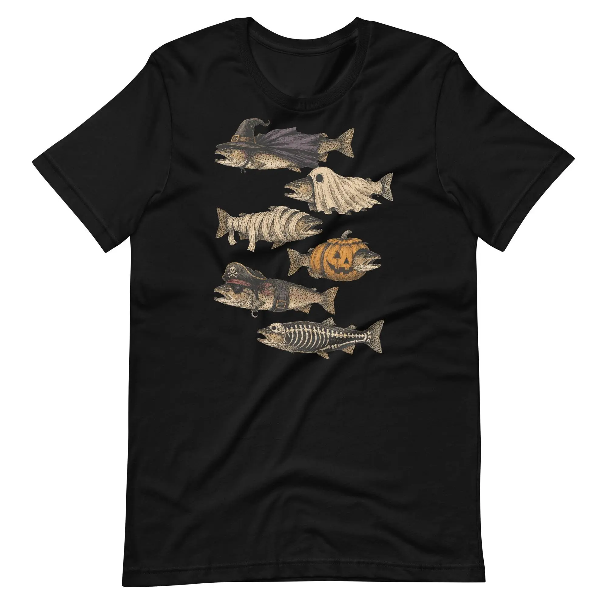Comfort Colors Halloween Trout Shirt, Spooky Fishing Graphic Tee, Fisherman Fall Gift - photo 2