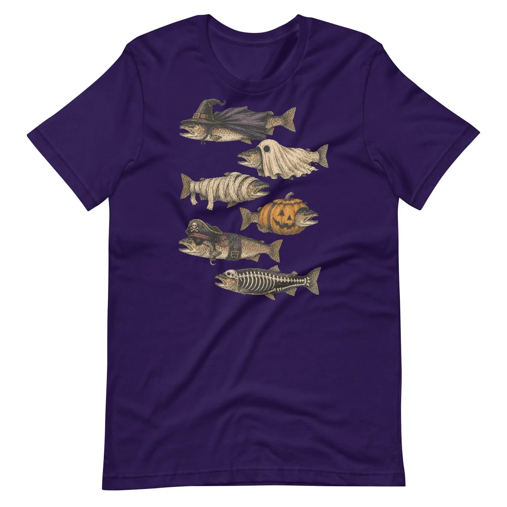 Comfort Colors Halloween Trout Shirt, Spooky Fishing Graphic Tee, Fisherman Fall Gift - photo 4