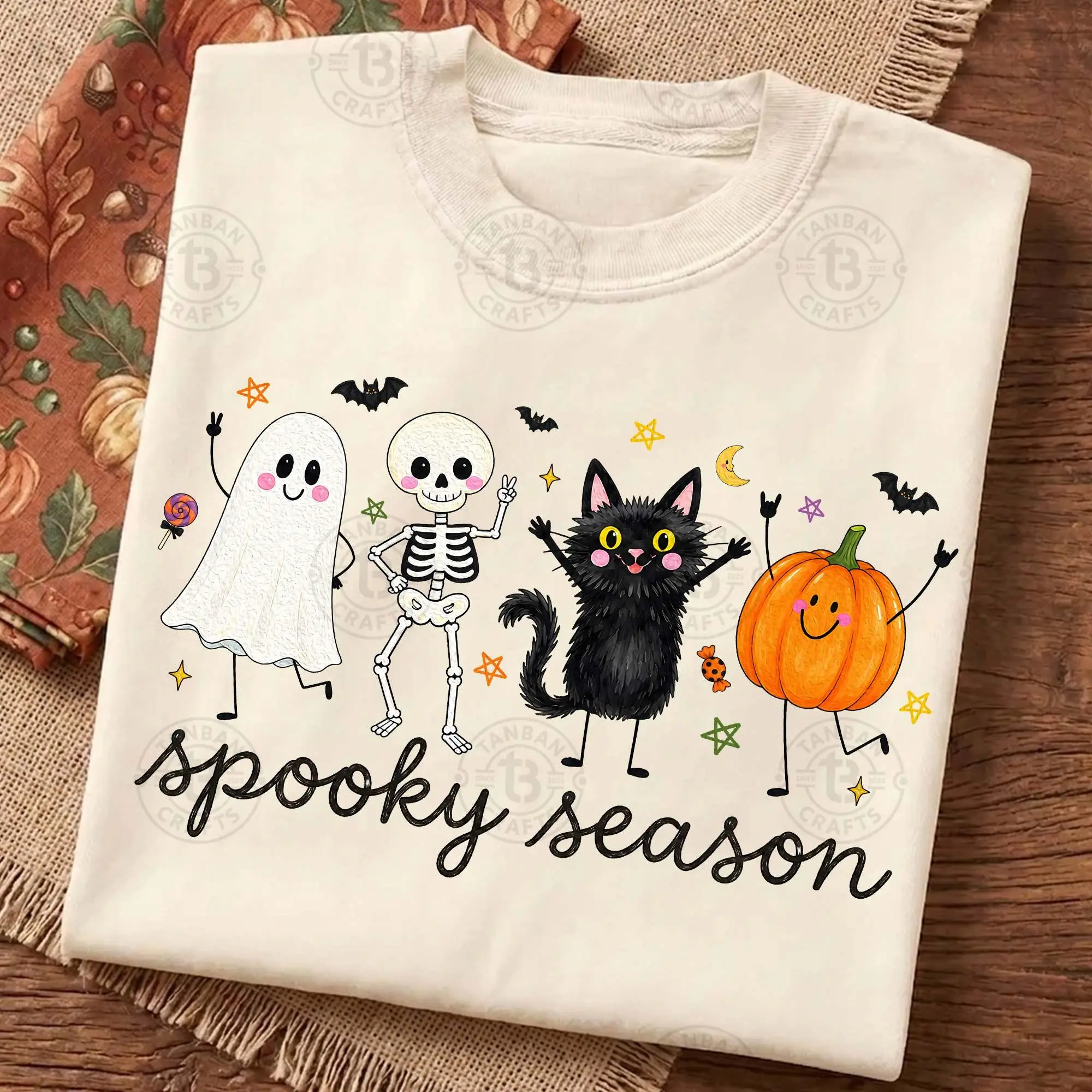 Hangin With My Boos Halloween T-Shirt, Funny Ghost Graphic Tee, Haunted House Pumpkin Fall Floral Brushstroke Womens Top - photo 3