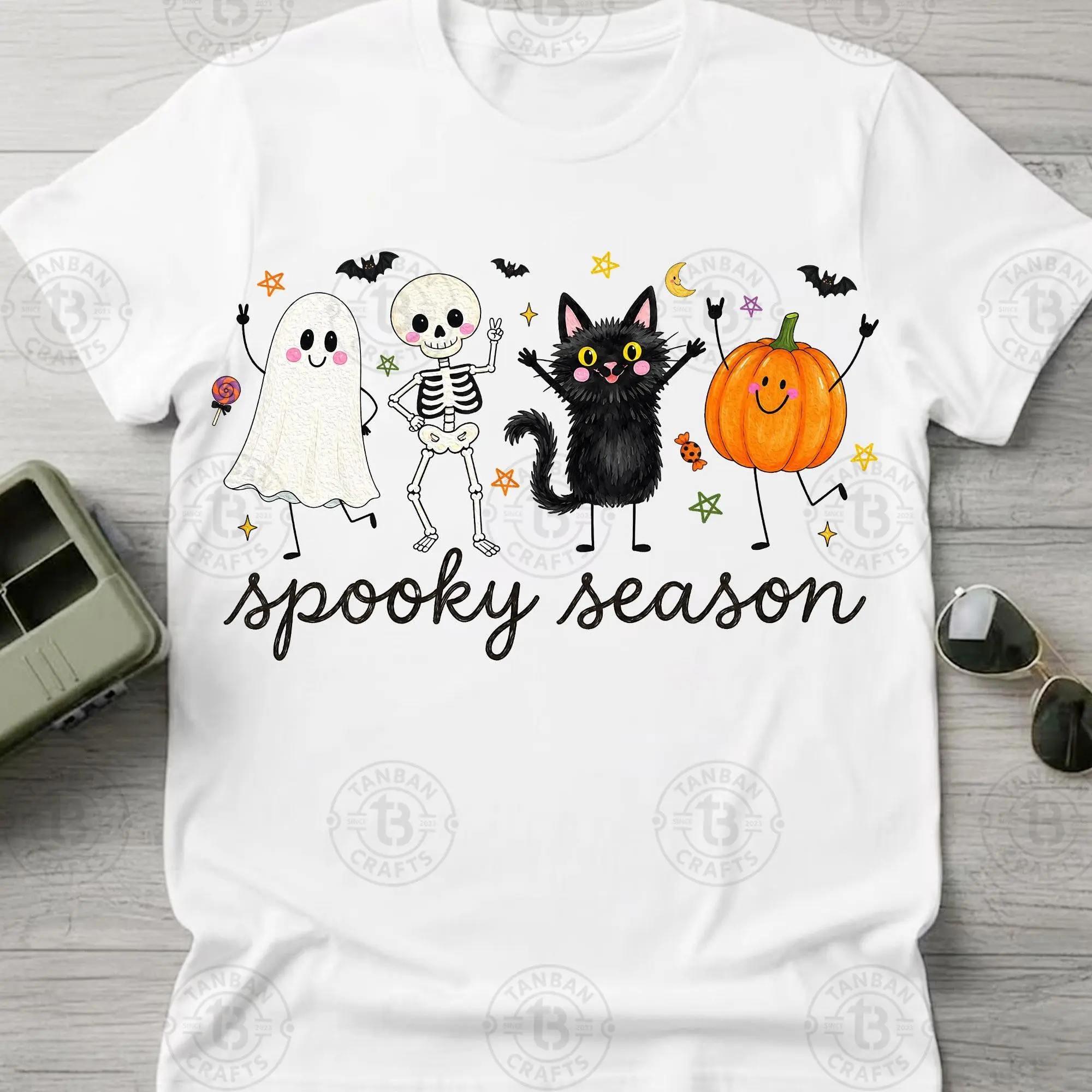 Hangin With My Boos Halloween T-Shirt, Funny Ghost Graphic Tee, Haunted House Pumpkin Fall Floral Brushstroke Womens Top - photo 4