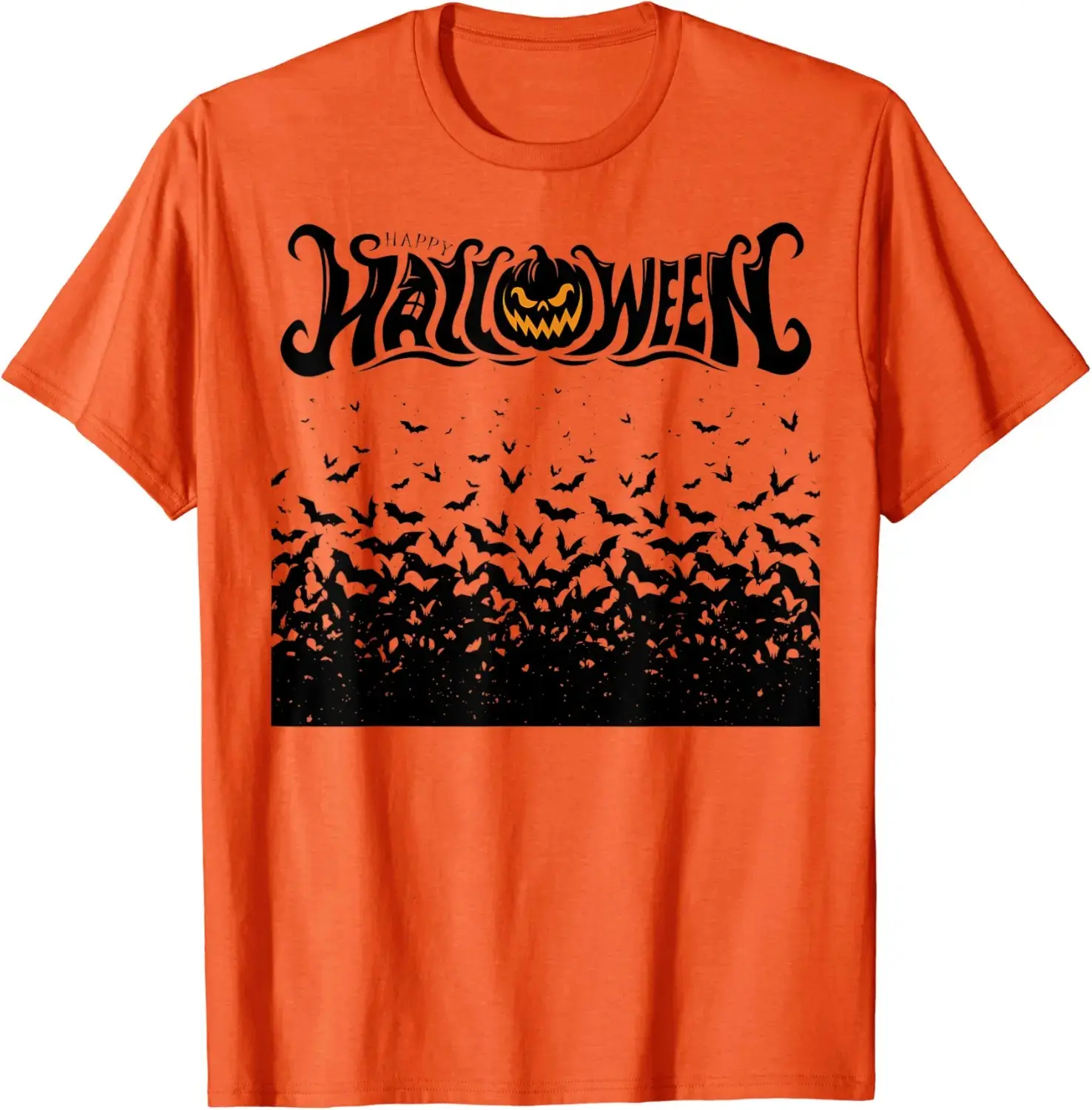 Happy Halloween Bat Wings Shirt, Scary Night Jack O Lantern Pumpkin Face Graphic Tee