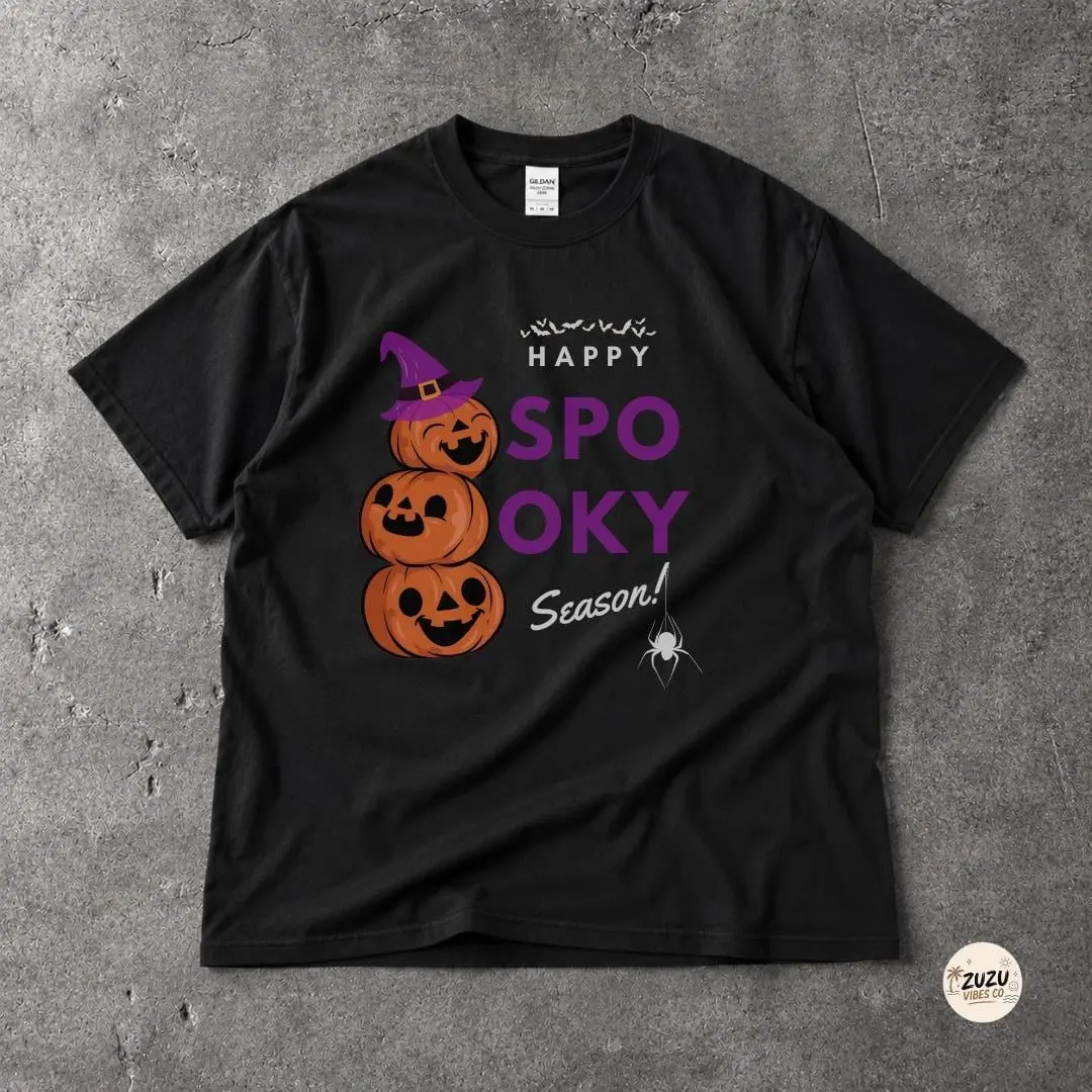 Happy Spooky Season Shirt for Women, Halloween Graphic Tee, Jack O Lantern Striped Print Cute Fall Pumpkin Top - photo 4