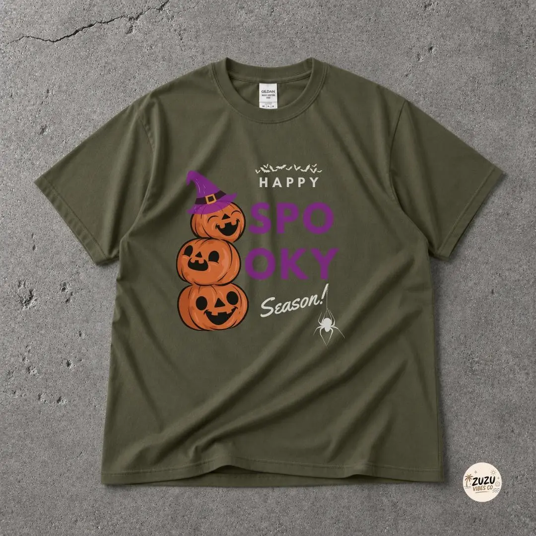 Happy Spooky Season Shirt for Women, Halloween Graphic Tee, Jack O Lantern Striped Print Cute Fall Pumpkin Top - photo 5