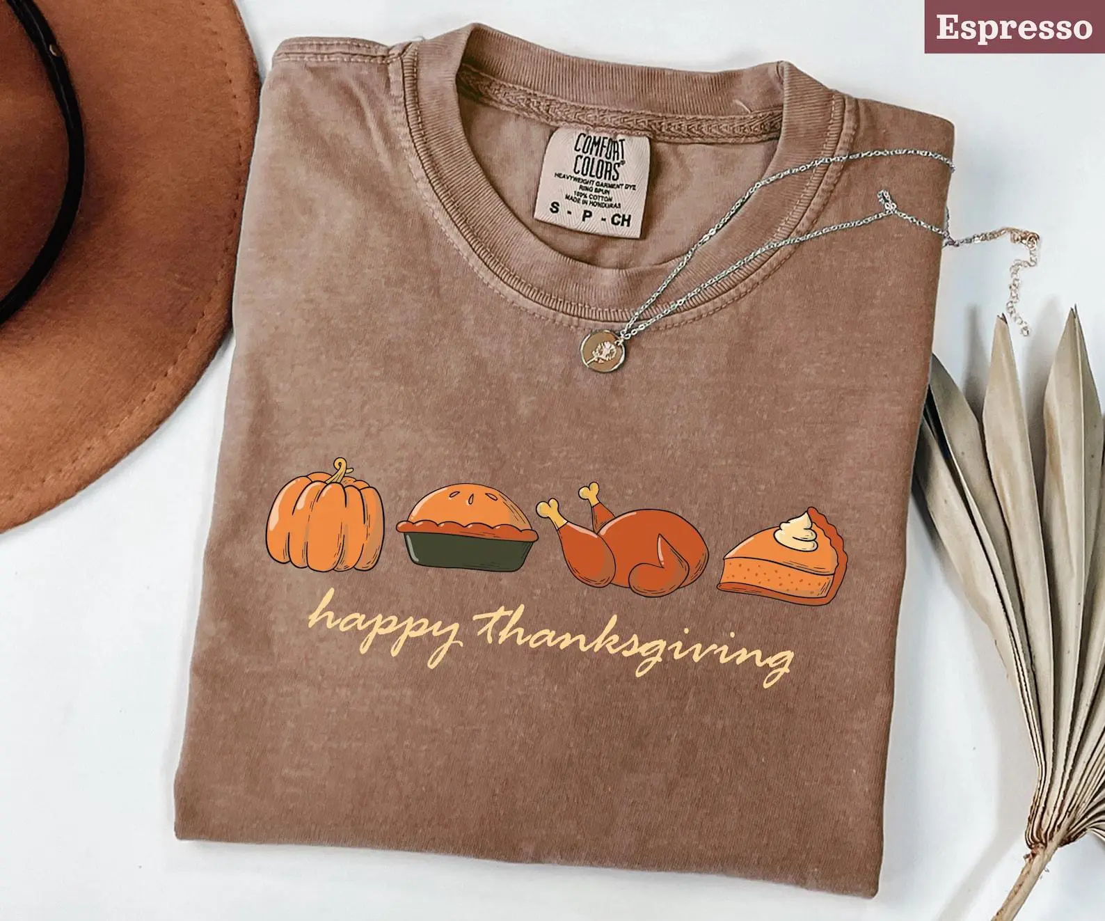 Comfort Colors Happy Thanksgiving Shirt, Cute Turkey Pumpkin Season Fall Graphic Tee, Holiday Gift