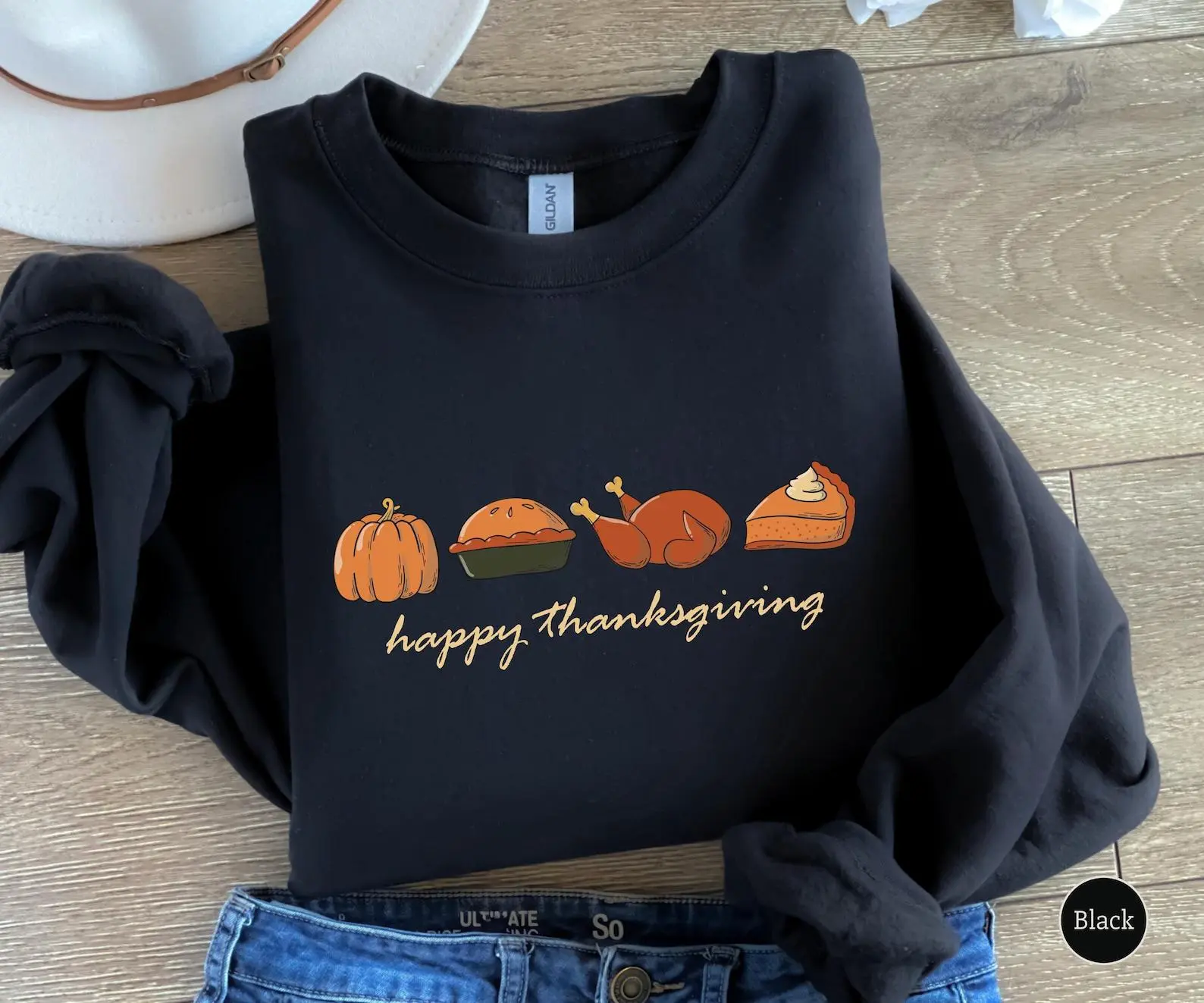 Comfort Colors Happy Thanksgiving Shirt, Cute Turkey Pumpkin Season Fall Graphic Tee, Holiday Gift - photo 3