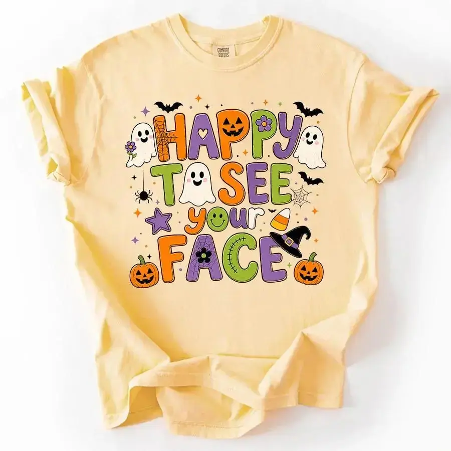 Happy To See Your Face Halloween Shirt, Comfort Colors Mental Health Counselor Tee, School Psychologist Nurse Gift Top