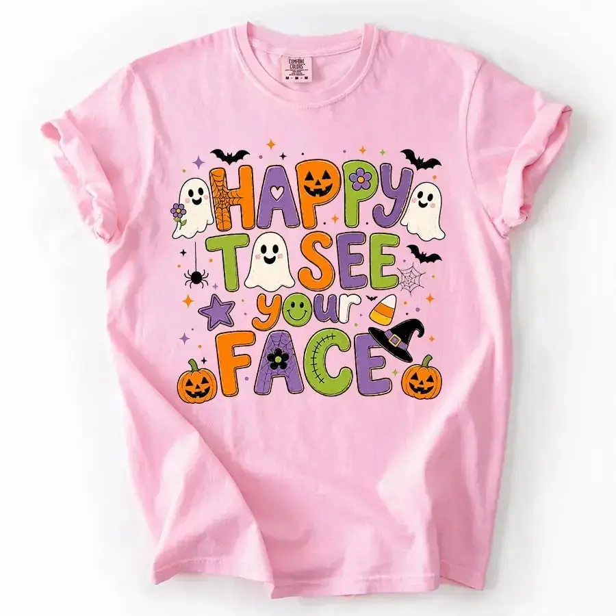 Happy To See Your Face Halloween Shirt, Comfort Colors Mental Health Counselor Tee, School Psychologist Nurse Gift Top - photo 2