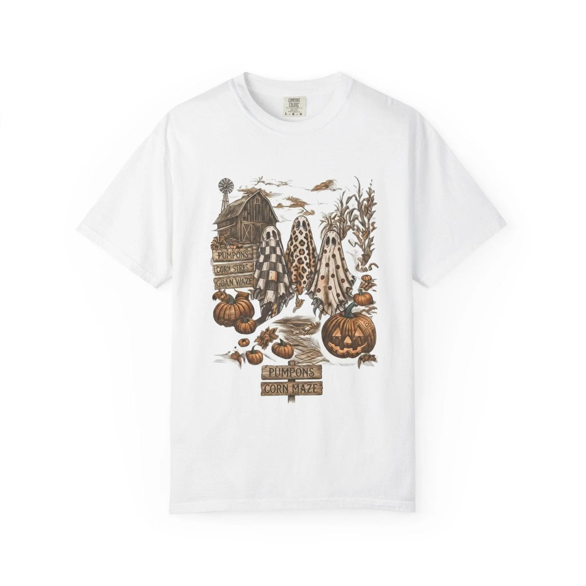 Harvest Pumpkin Jack-o-Lantern Tee, Womens Halloween Fall T-Shirt, Cute Graphic Short Sleeve Autumn Crew Neck Top
