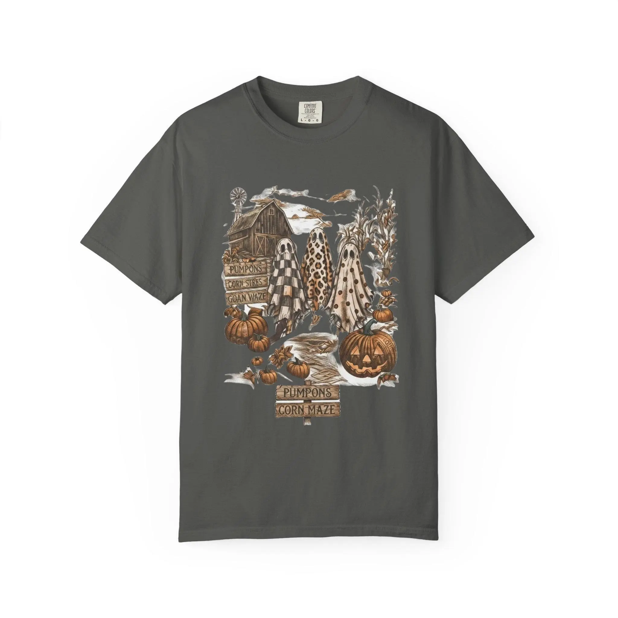 Harvest Pumpkin Jack-o-Lantern Tee, Womens Halloween Fall T-Shirt, Cute Graphic Short Sleeve Autumn Crew Neck Top - photo 4