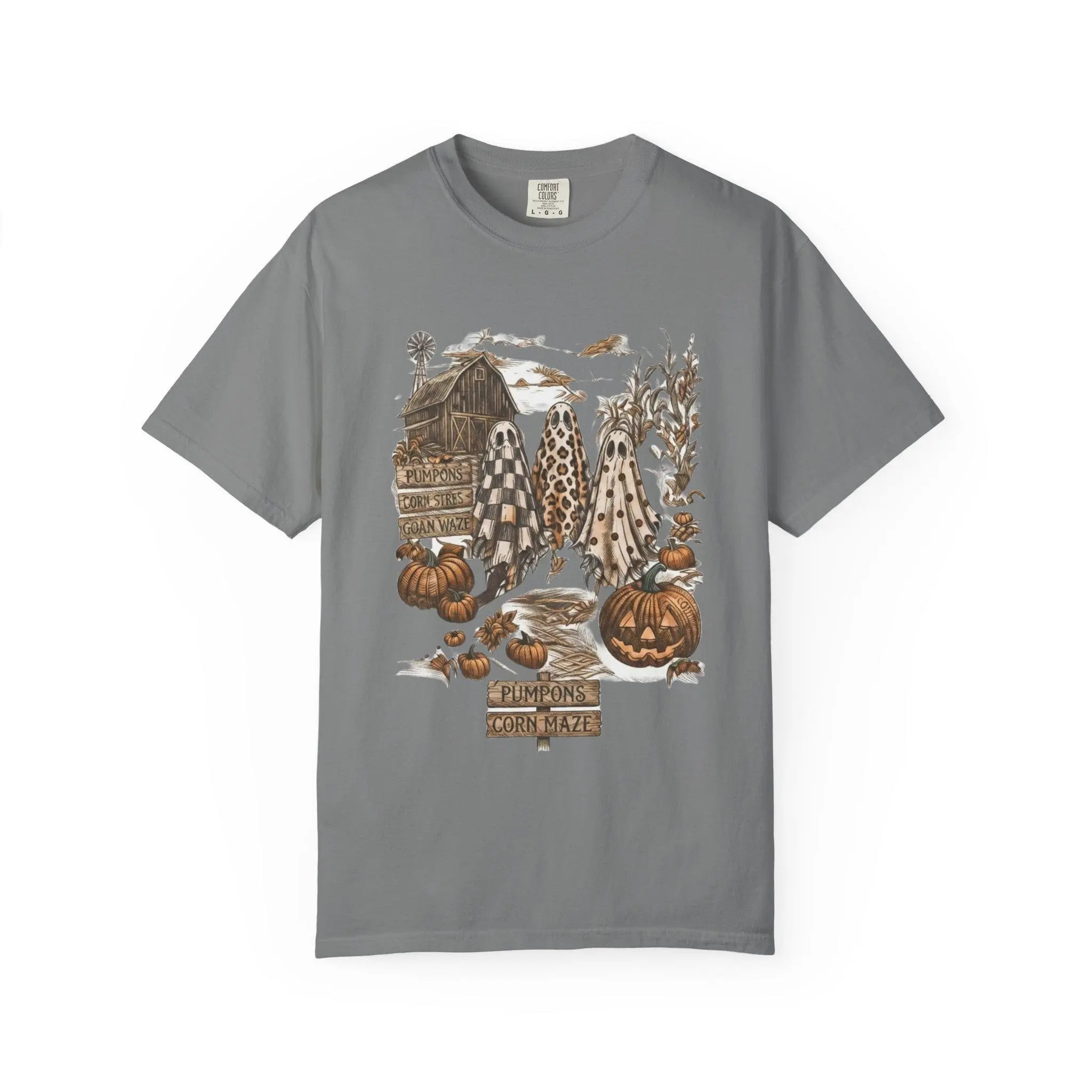 Harvest Pumpkin Jack-o-Lantern Tee, Womens Halloween Fall T-Shirt, Cute Graphic Short Sleeve Autumn Crew Neck Top - photo 5