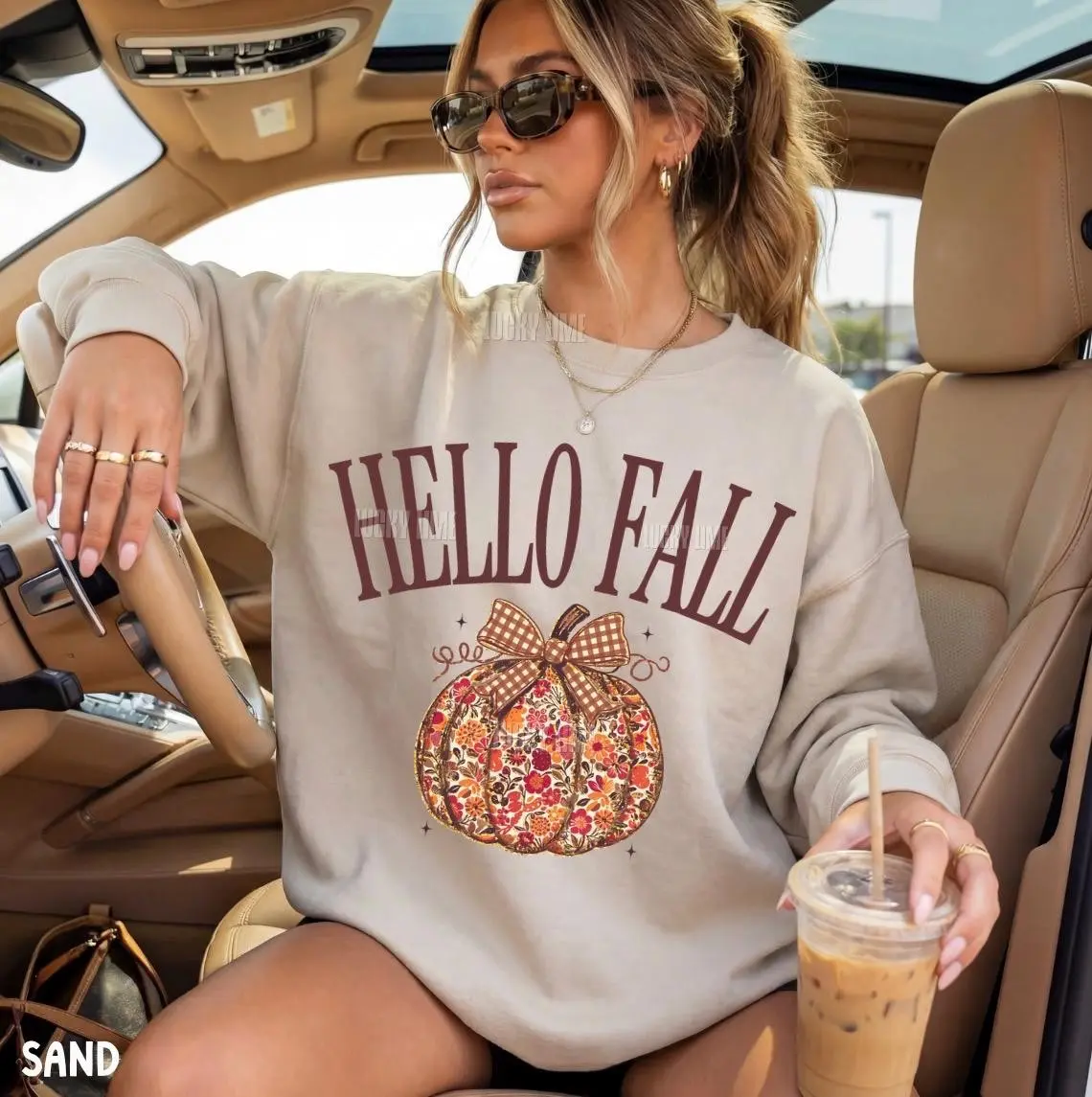 Hello Fall Shirt, Floral Pumpkin Plaid Bow Autumn Tee, Trendy Thanksgiving Graphic Gift
