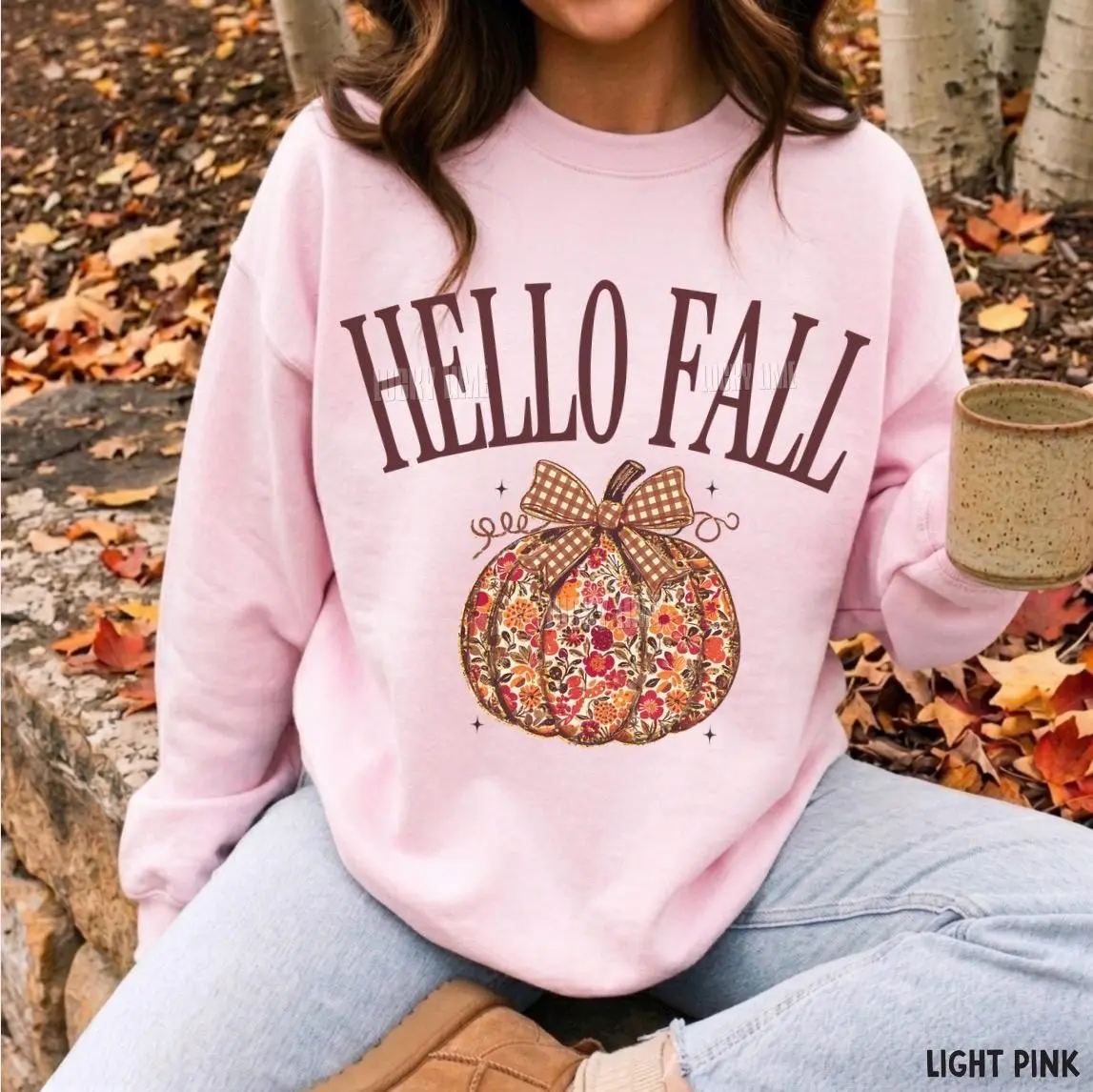 Hello Fall Shirt, Floral Pumpkin Plaid Bow Autumn Tee, Trendy Thanksgiving Graphic Gift - photo 3