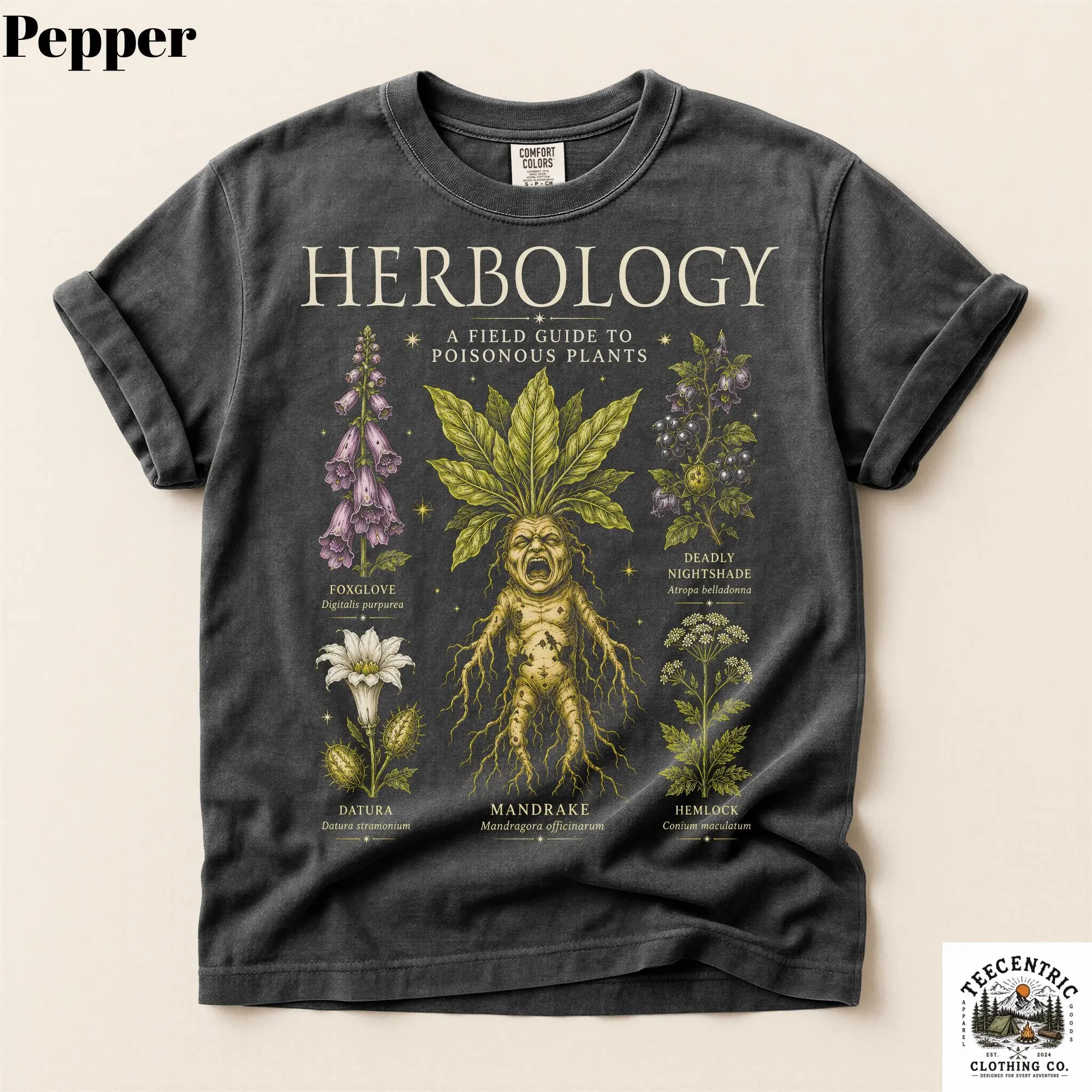 Herbology Mandrake Shirt, Comfort Colors Poisonous Plants Field Guide Dark Academia Botanical Witchy Lover Tee