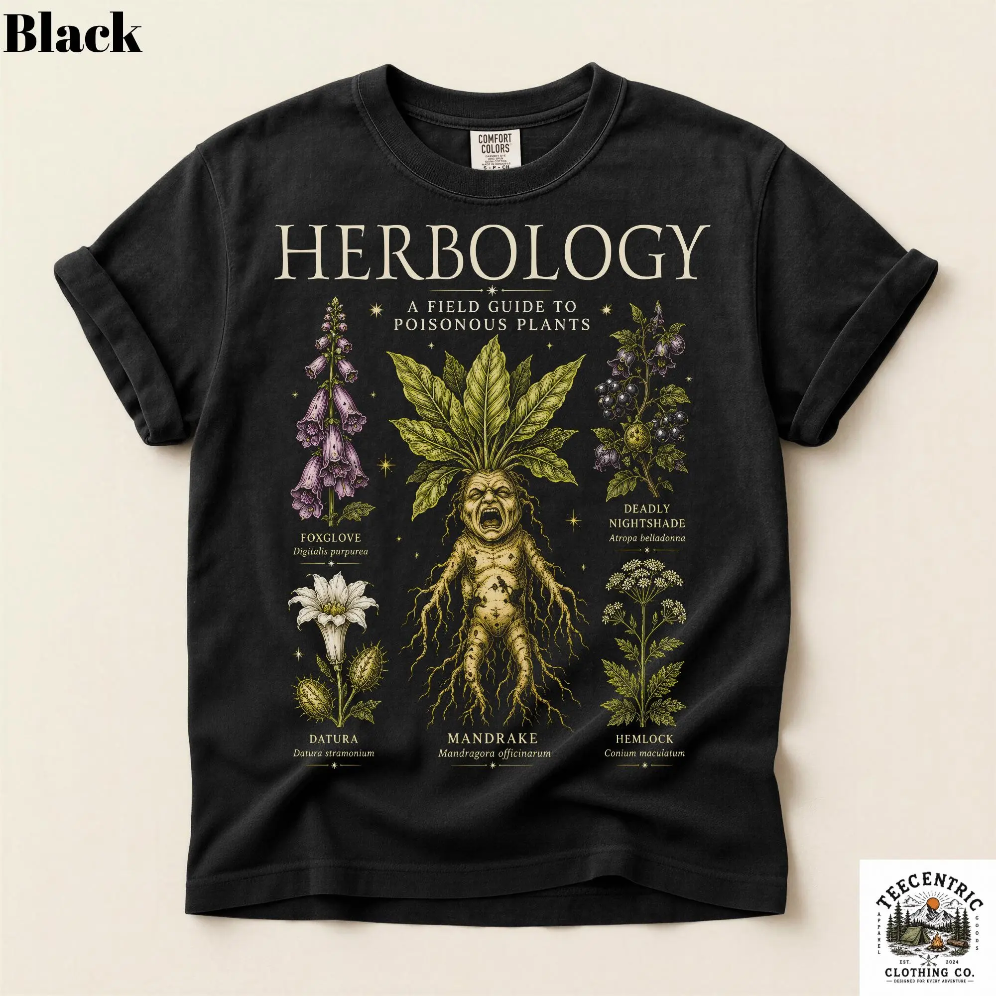Herbology Mandrake Shirt, Comfort Colors Poisonous Plants Field Guide Dark Academia Botanical Witchy Lover Tee - photo 2