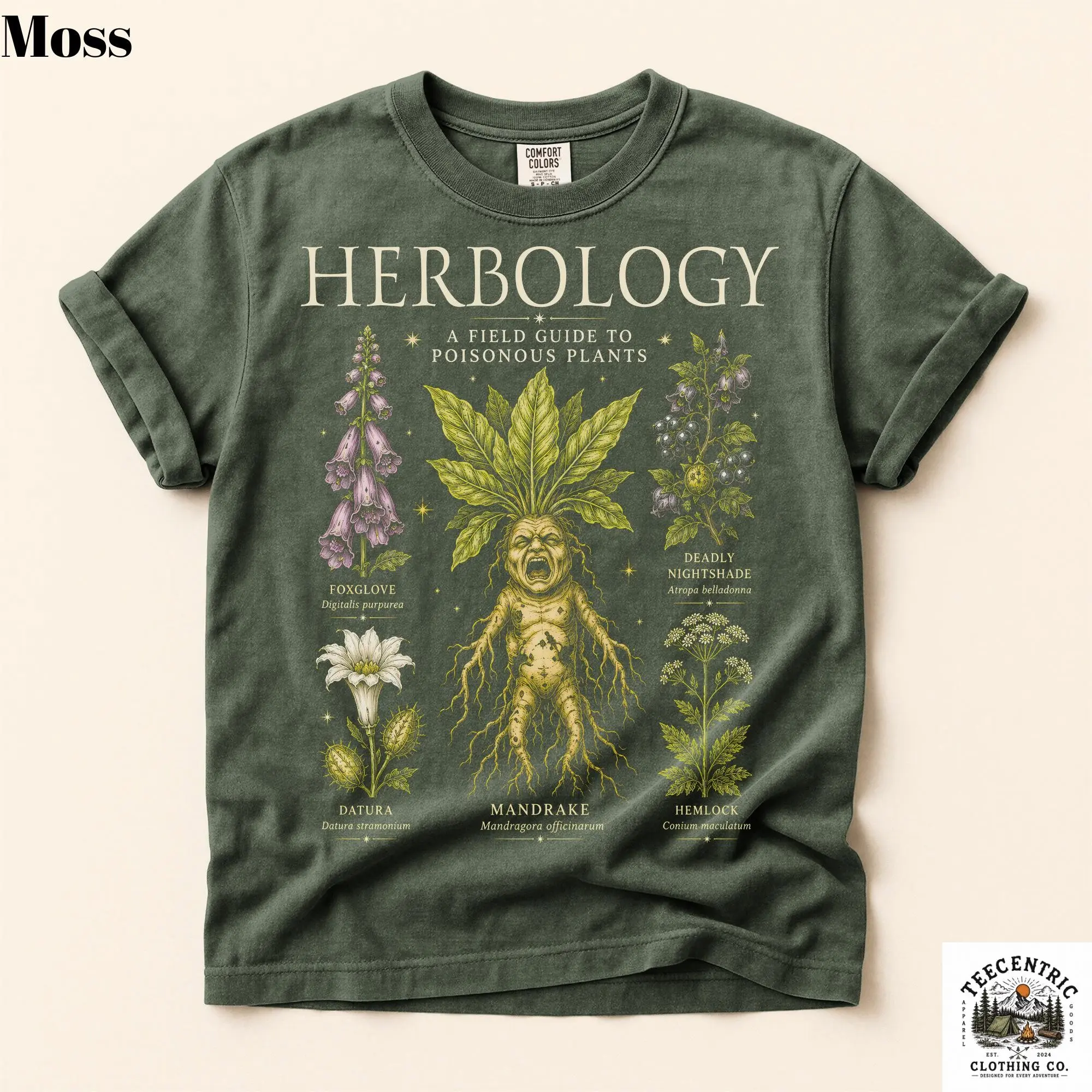Herbology Mandrake Shirt, Comfort Colors Poisonous Plants Field Guide Dark Academia Botanical Witchy Lover Tee - photo 4