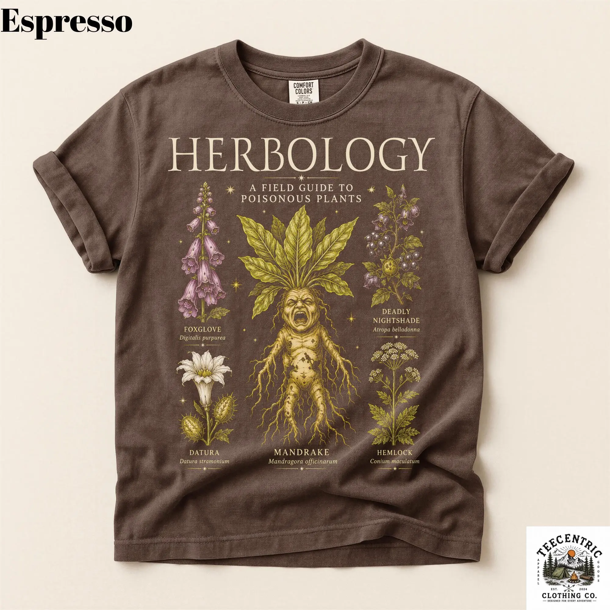 Herbology Mandrake Shirt, Comfort Colors Poisonous Plants Field Guide Dark Academia Botanical Witchy Lover Tee - photo 5