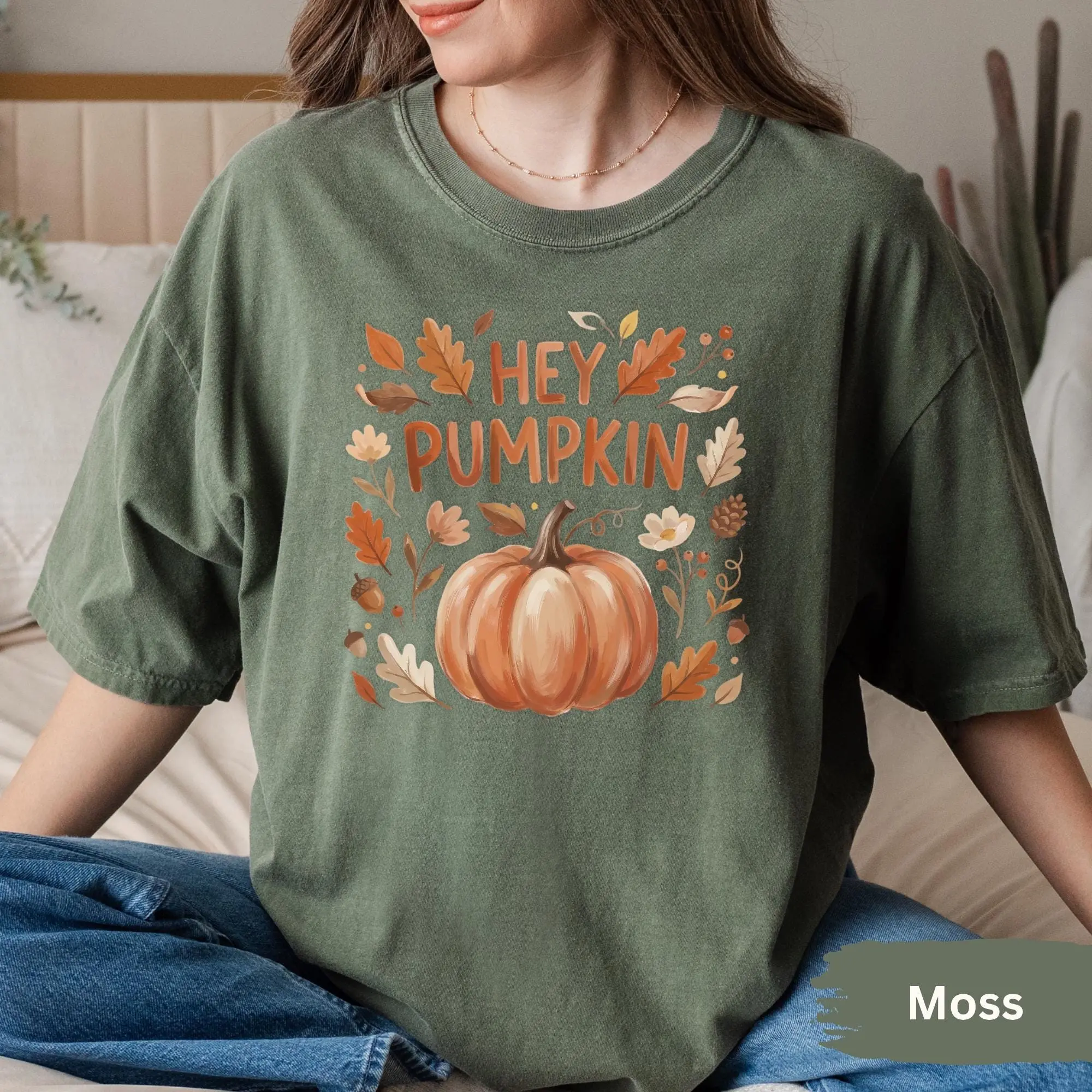 Hey Pumpkin Floral T-Shirt, Autumn Comfort Colors Tee - photo 5
