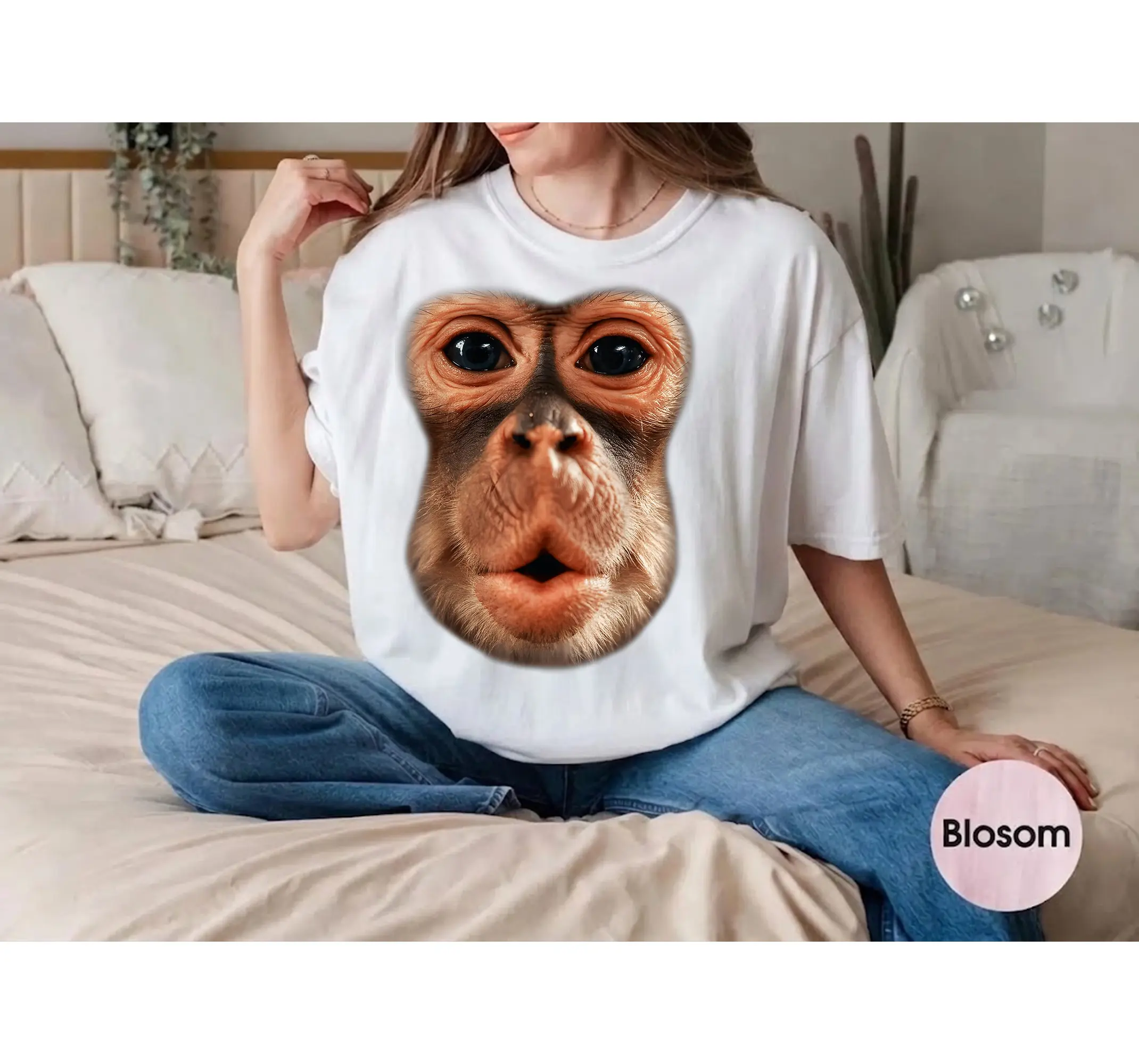 Hilarious Monkey Face Halloween Costume Tee, Funny Ape Shirt for Men Boys and Kids