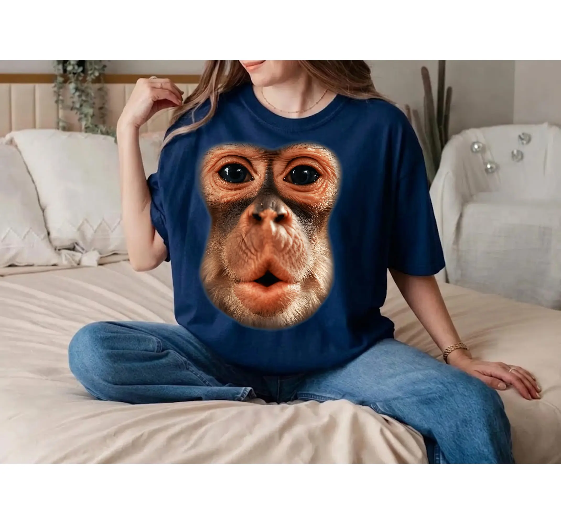 Hilarious Monkey Face Halloween Costume Tee, Funny Ape Shirt for Men Boys and Kids - photo 3
