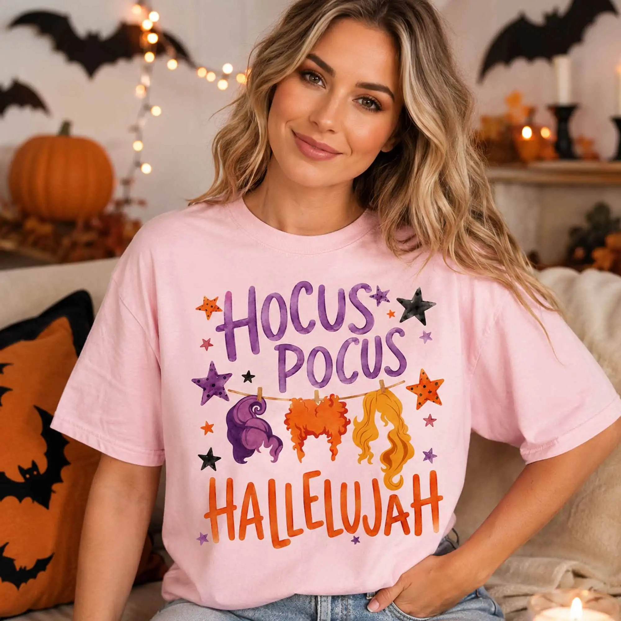 Hocus Hallelujah Pocus Halloween Comfort Colors Shirt, Fall Trick Or Treat Tee, Spooky Season Graphic Top - photo 2